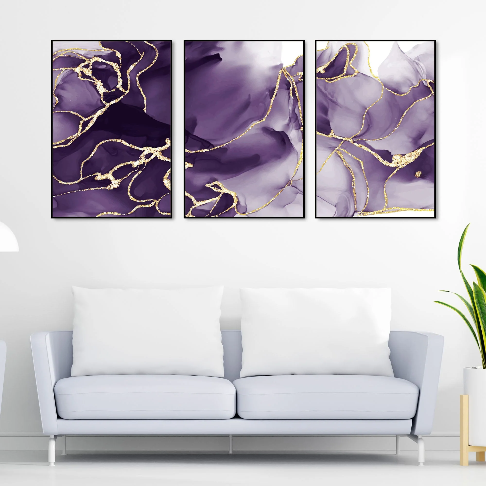 Unique Pattern Floating Canvas Wall Painting Set of Three - Image 2