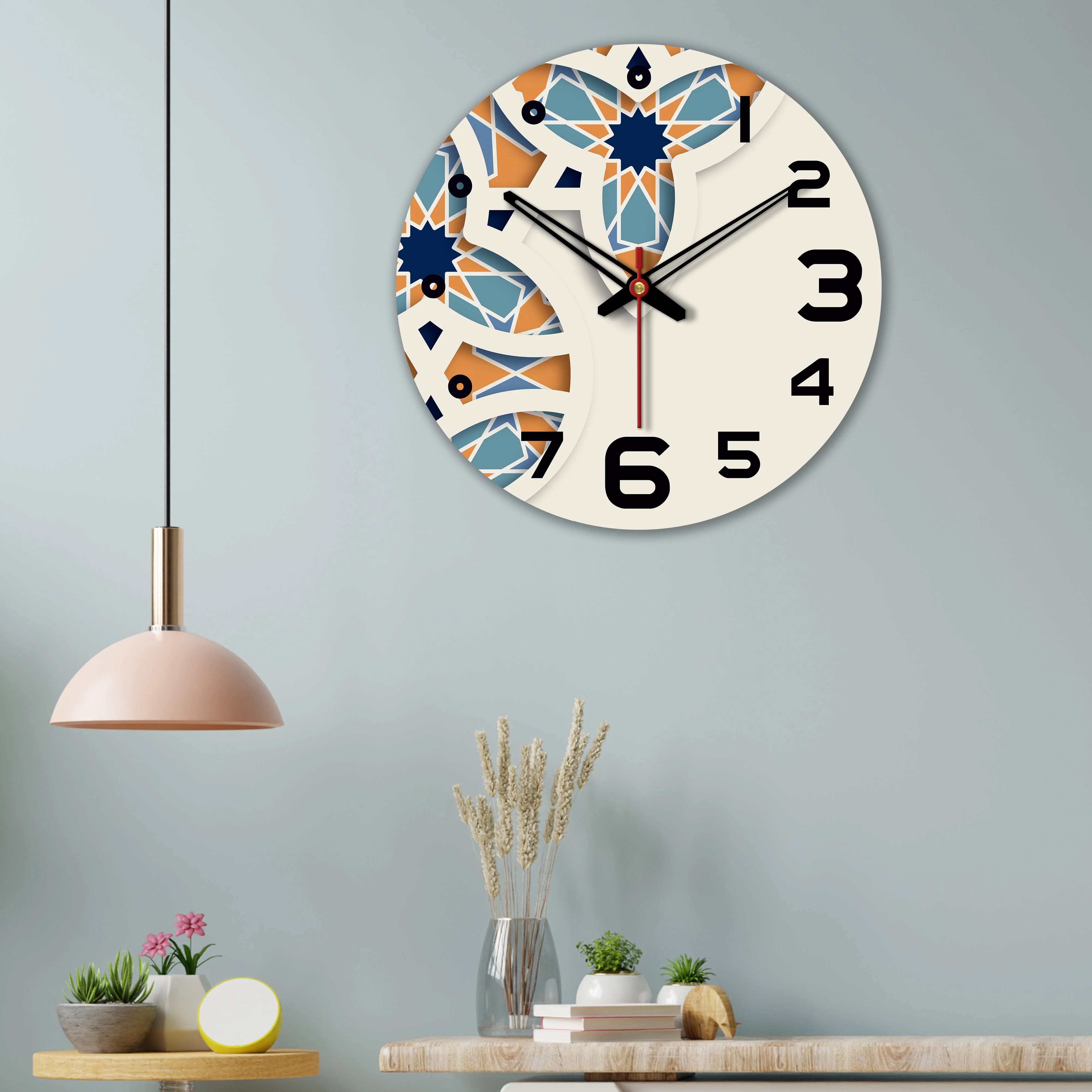 Unique Pattern Printed Wooden Wall Clock - Image 2