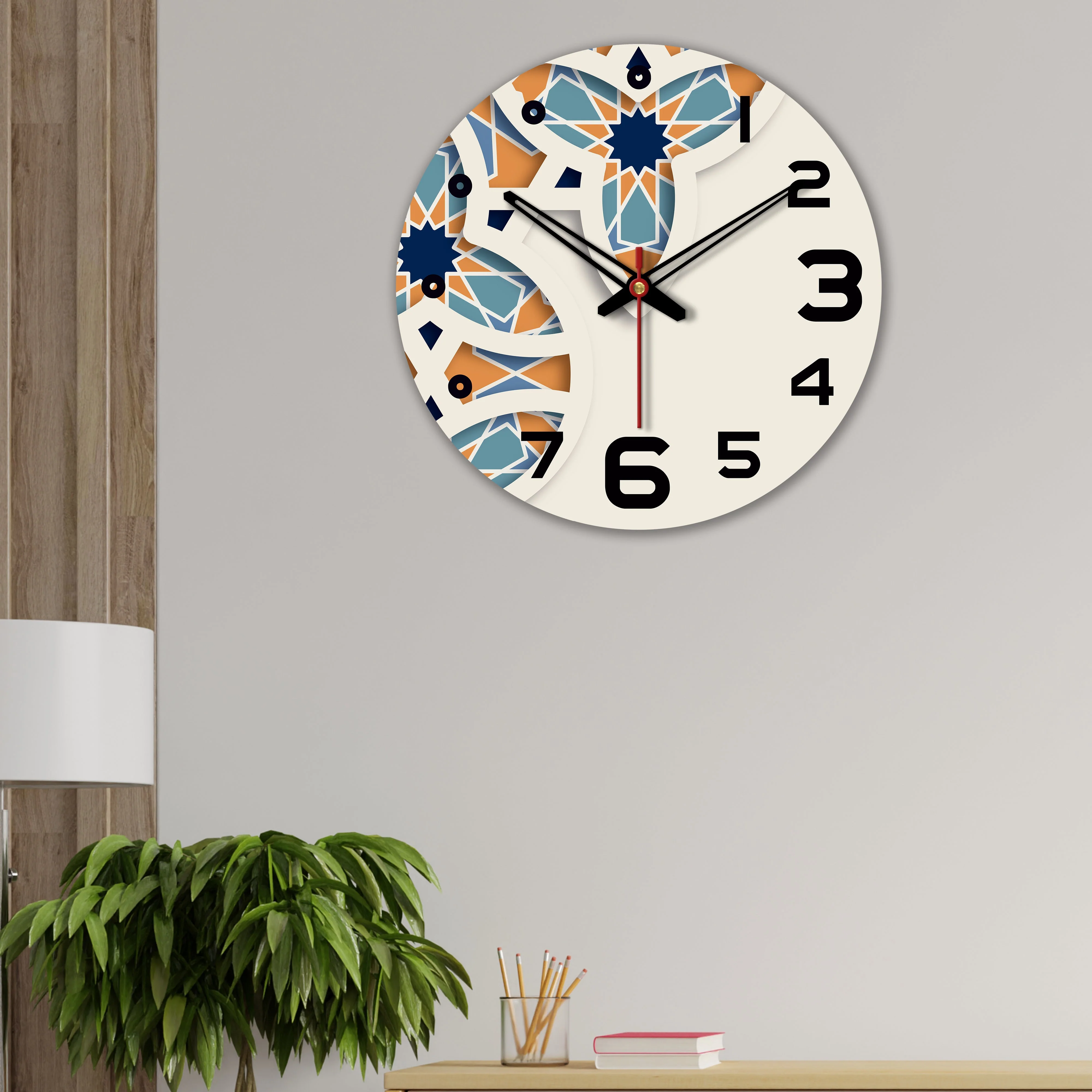 Unique Pattern Printed Wooden Wall Clock - Image 3