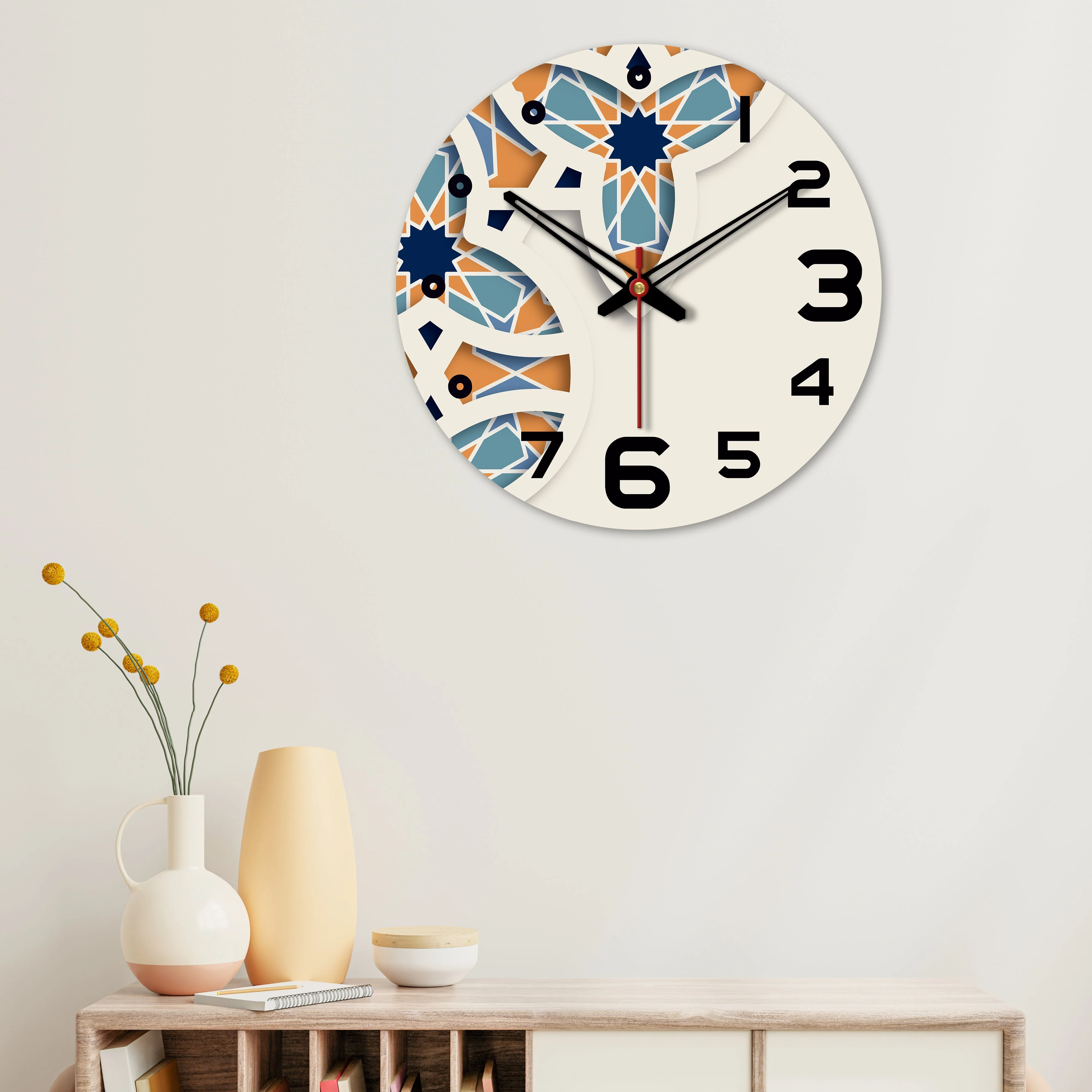 Unique Pattern Printed Wooden Wall Clock - Image 4