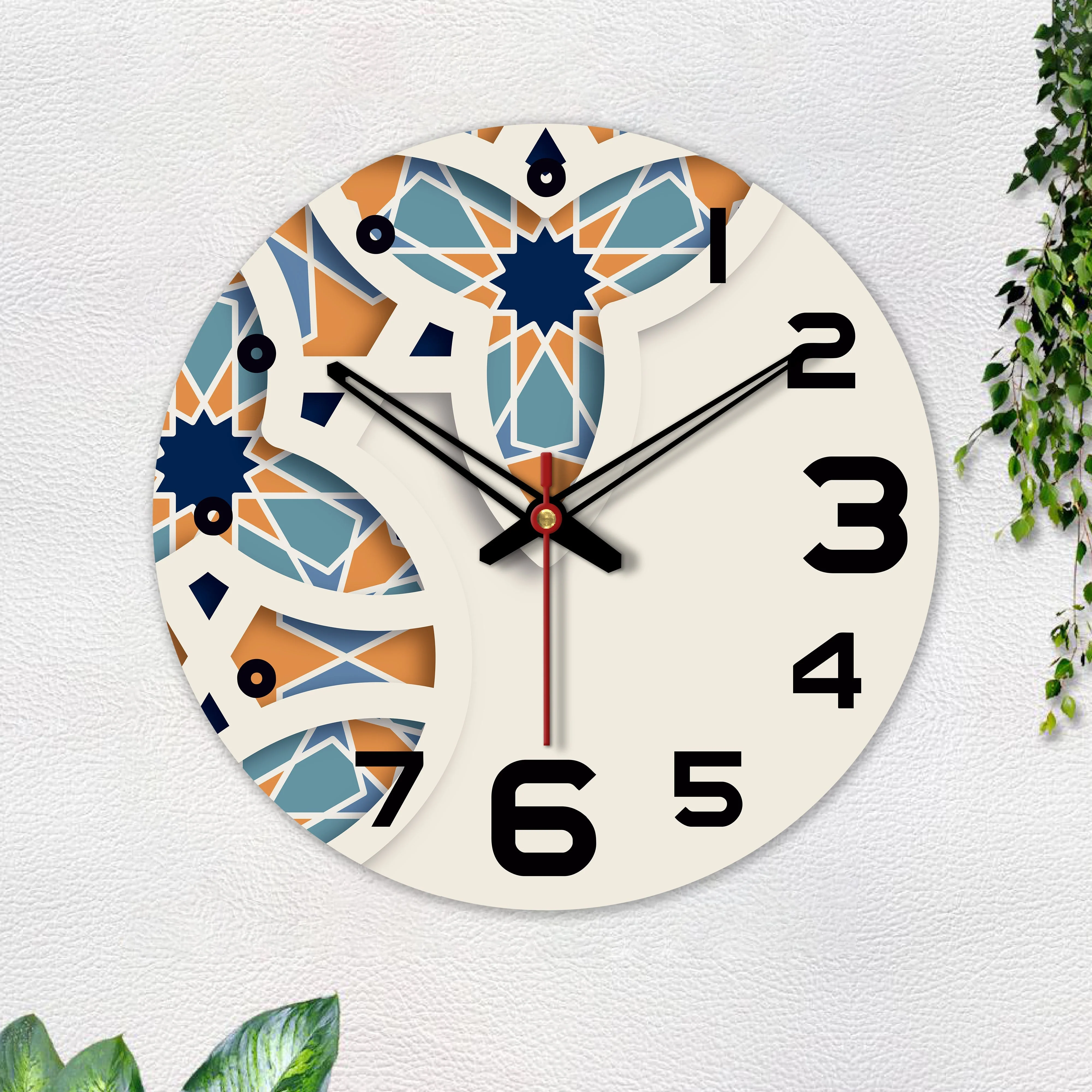 Unique Pattern Printed Wooden Wall Clock - Image 5