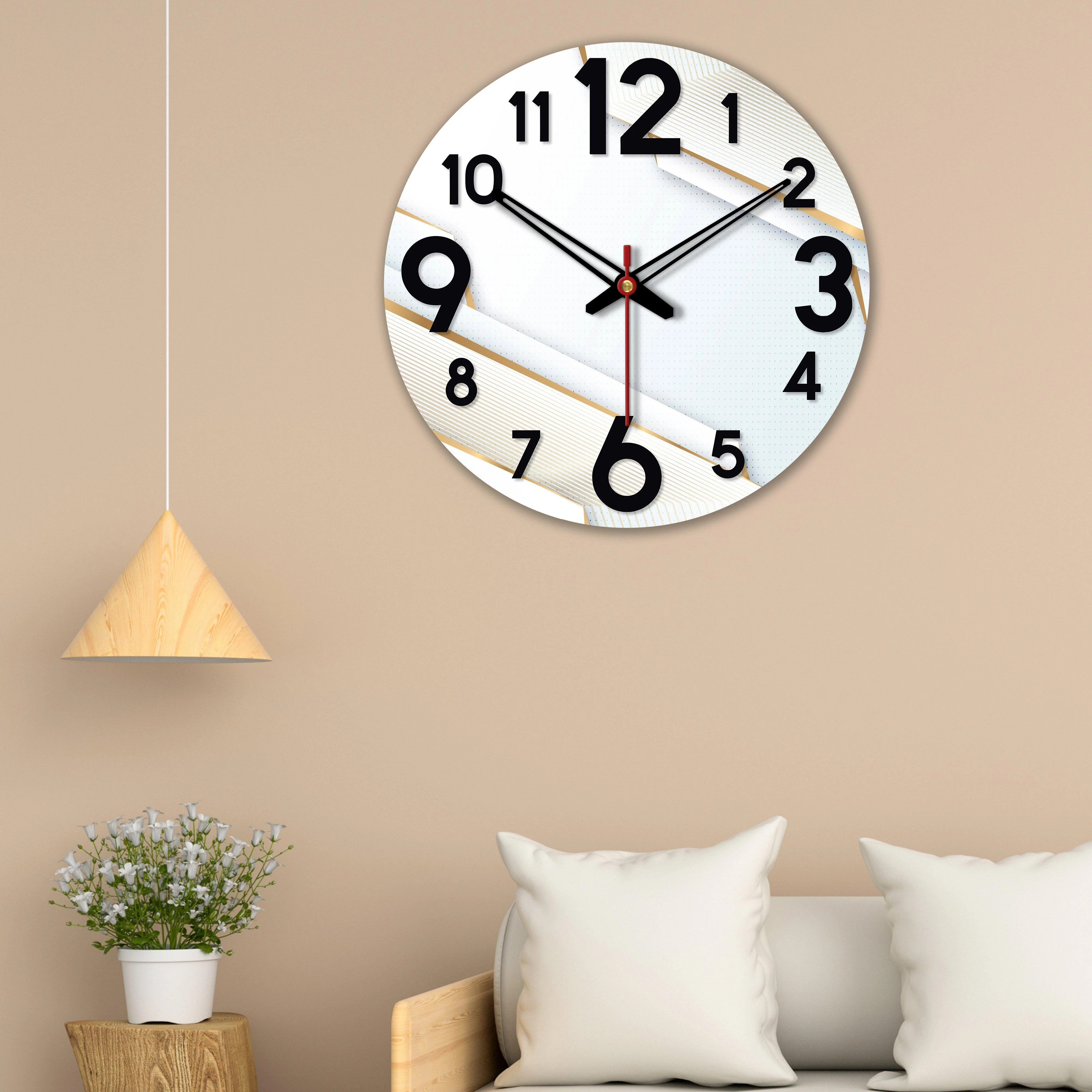 Unique Patterns Wooden Wall Clock For Living Room - Image 2