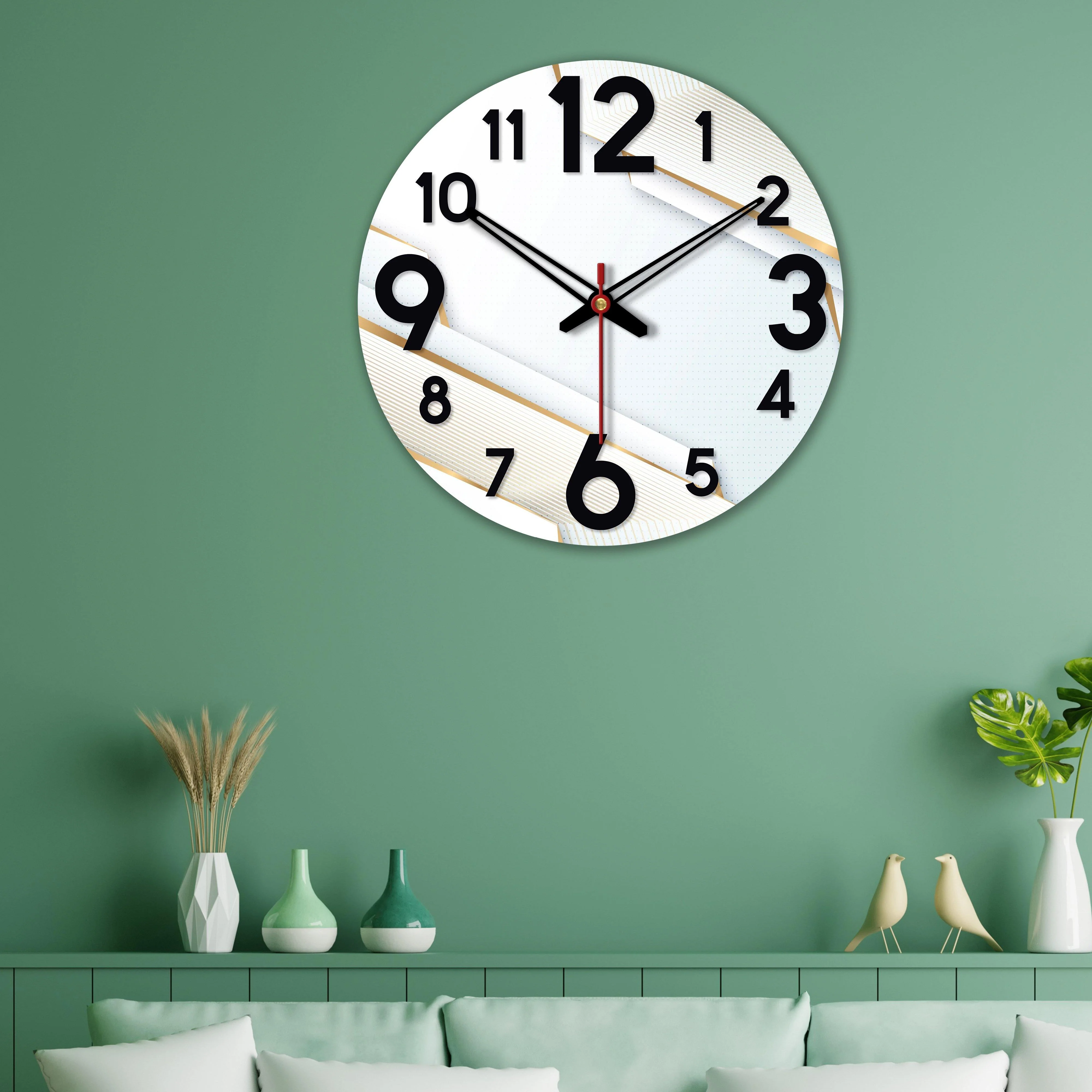 Unique Patterns Wooden Wall Clock For Living Room - Image 3