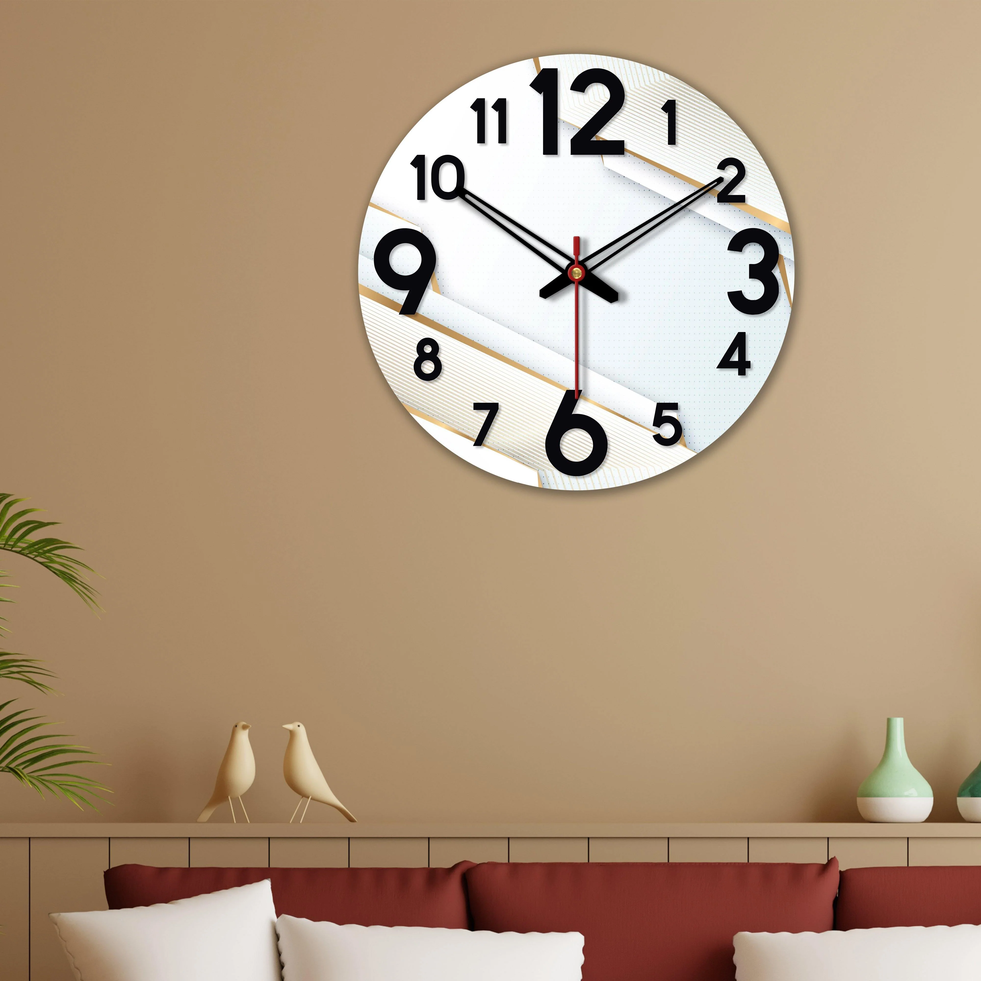 Unique Patterns Wooden Wall Clock For Living Room - Image 4