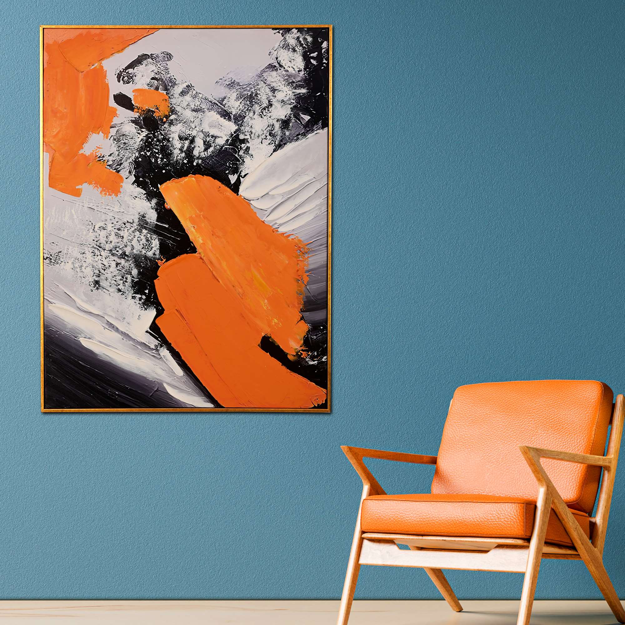 Urban Blaze Abstract Hand Painted Wall Painting with Floating Frame - Image 2