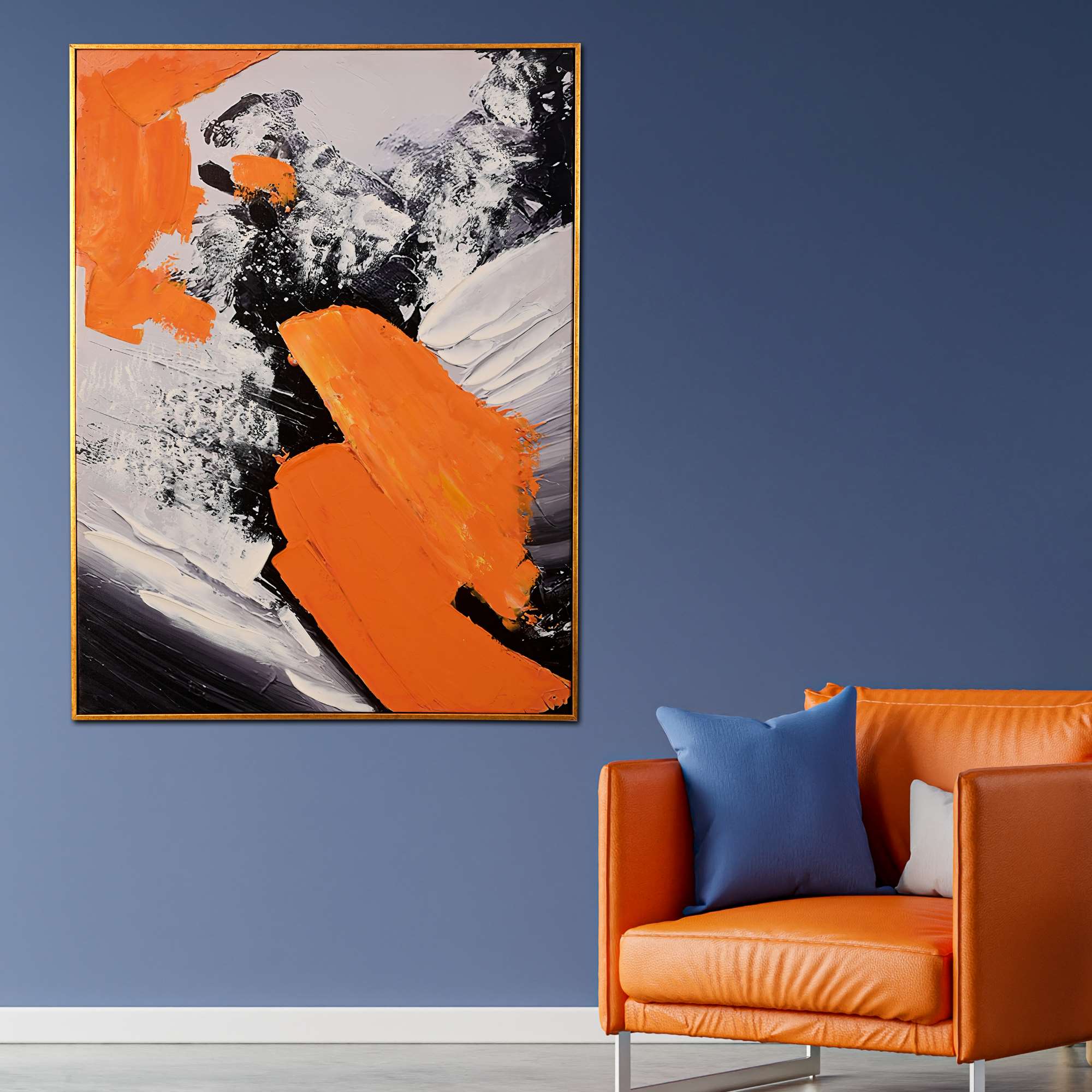 Urban Blaze Abstract Hand Painted Wall Painting with Floating Frame - Image 3