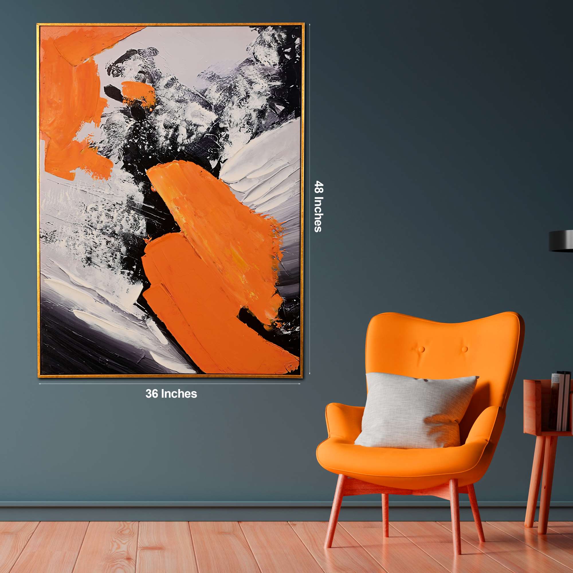Urban Blaze Abstract Hand Painted Wall Painting with Floating Frame - Image 5