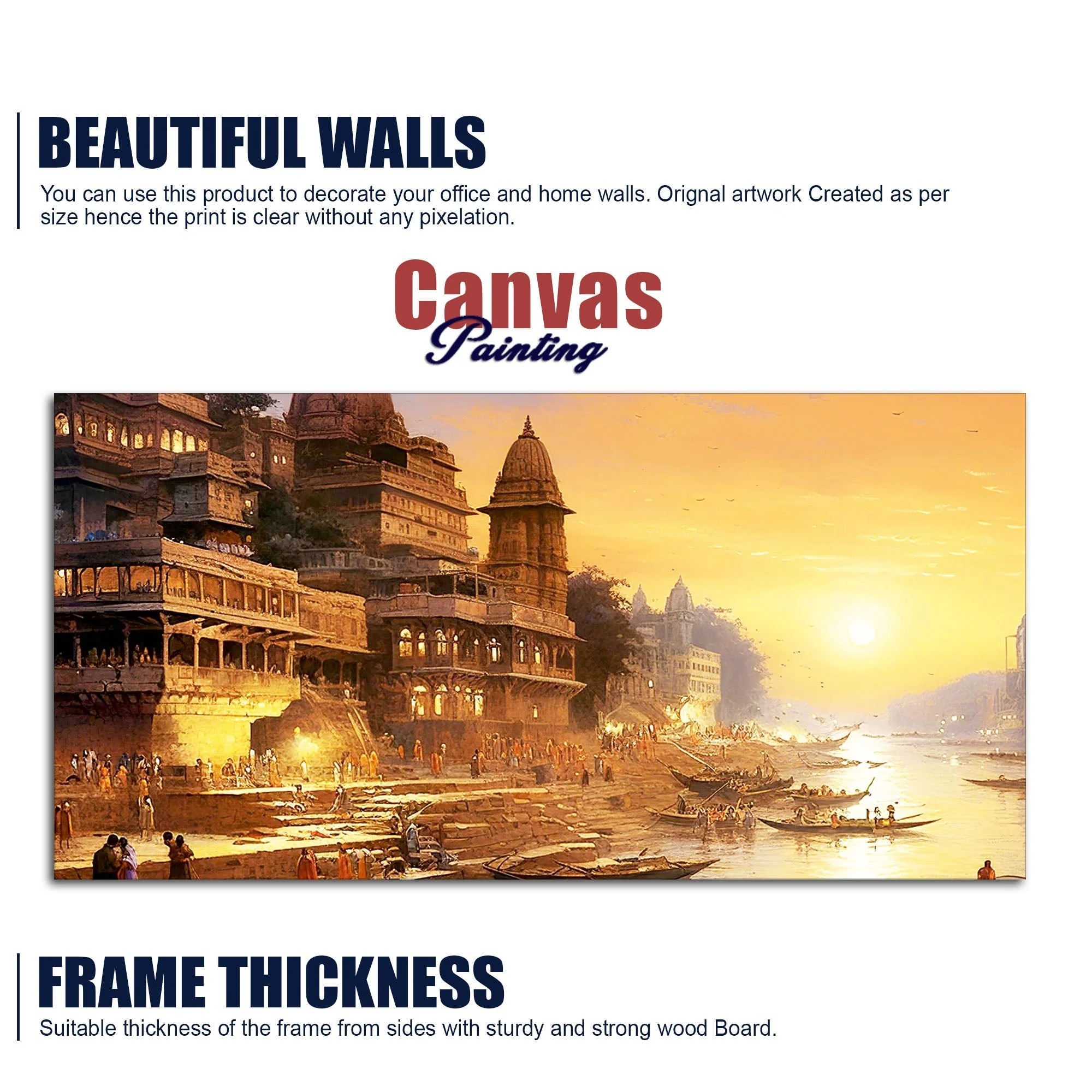 Varanasi City of Spiritual Hub Canvas Wall Painting - Image 6