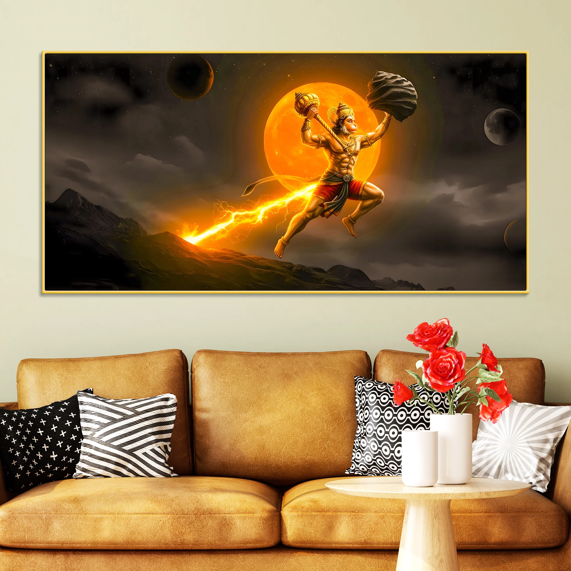Veer Hanuman Ji Canvas Painting for Home - Image 2