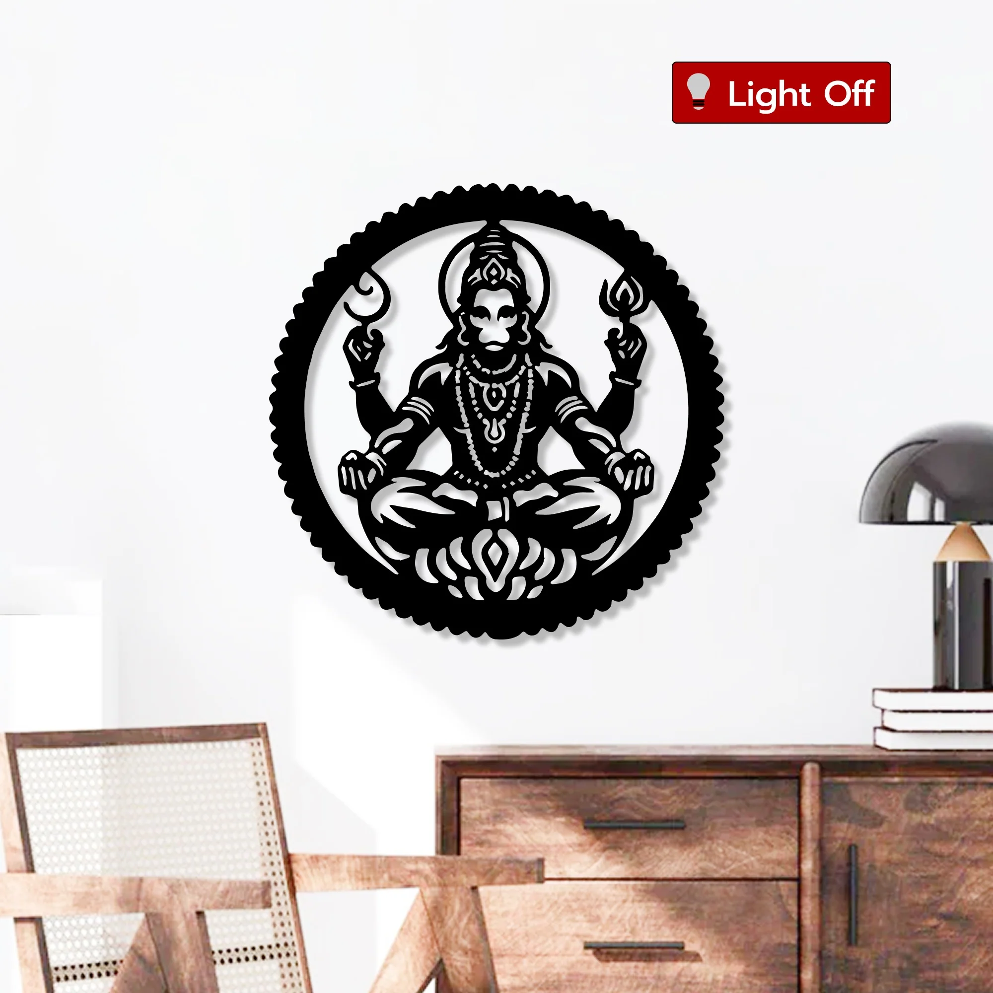 Veer Hanumana Symbol of Strength Metal Art Wall Decor - Image 2