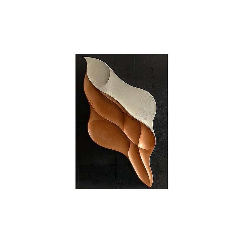 Vertical 3D Wall Art Panel with Flowing Tan and Cream Design - Image 4