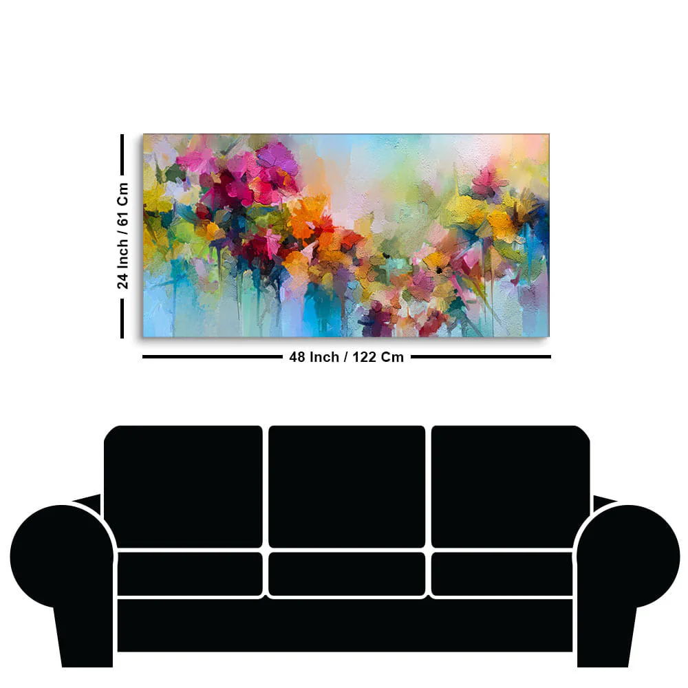 Vibrant Abstract Floral Painted Brush Stroke Canvas Wall Painting - Image 7
