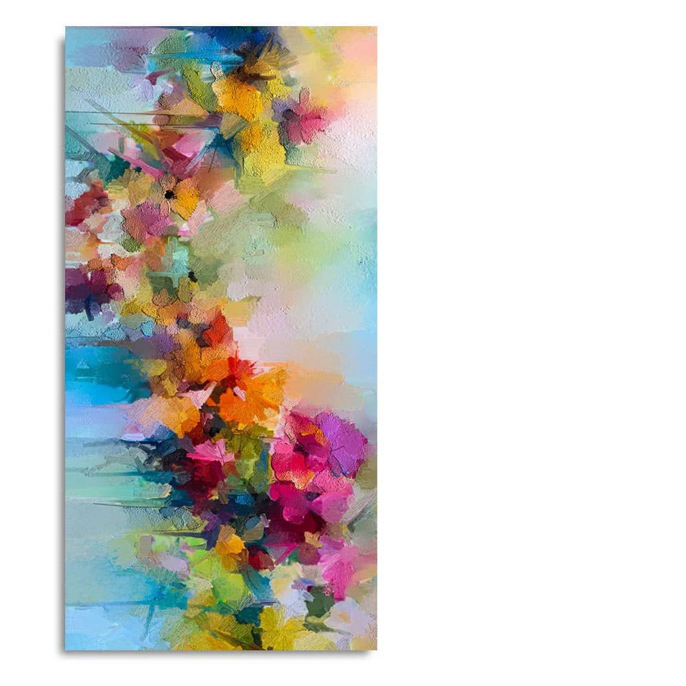 Vibrant Abstract Floral Painted Brush Stroke Premium Canvas Wall Painting - Image 4