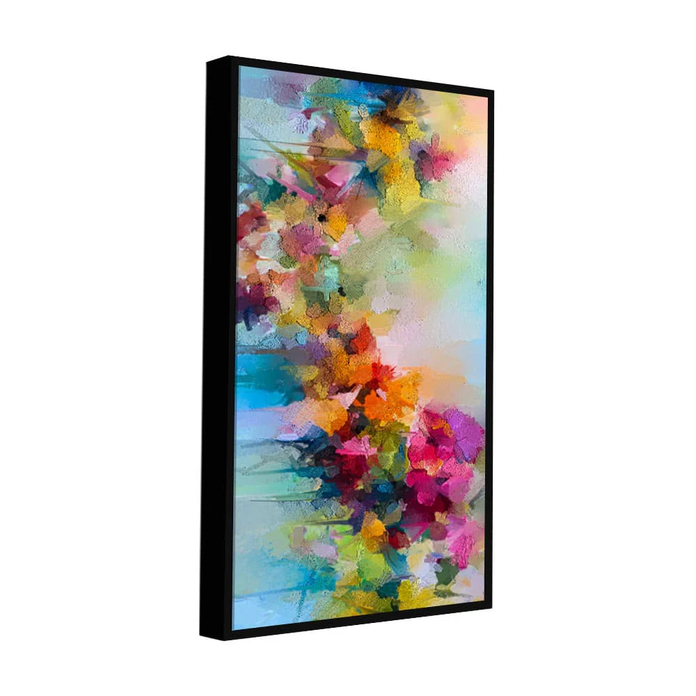 Vibrant Abstract Floral Painted Brush Stroke Premium Canvas Wall Painting - Image 5