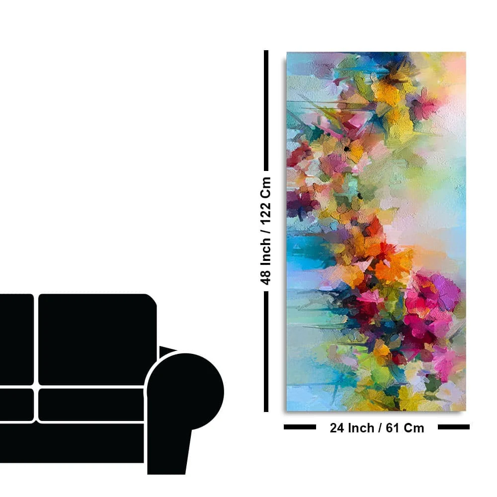 Vibrant Abstract Floral Painted Brush Stroke Premium Canvas Wall Painting - Image 7