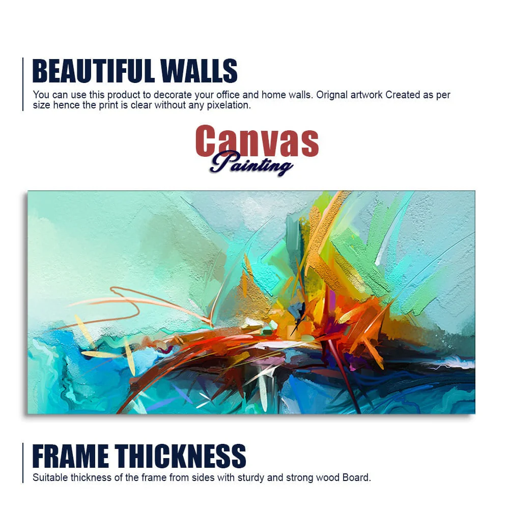Vibrant Color Patch Abstract Canvas Wall Painting - Image 6