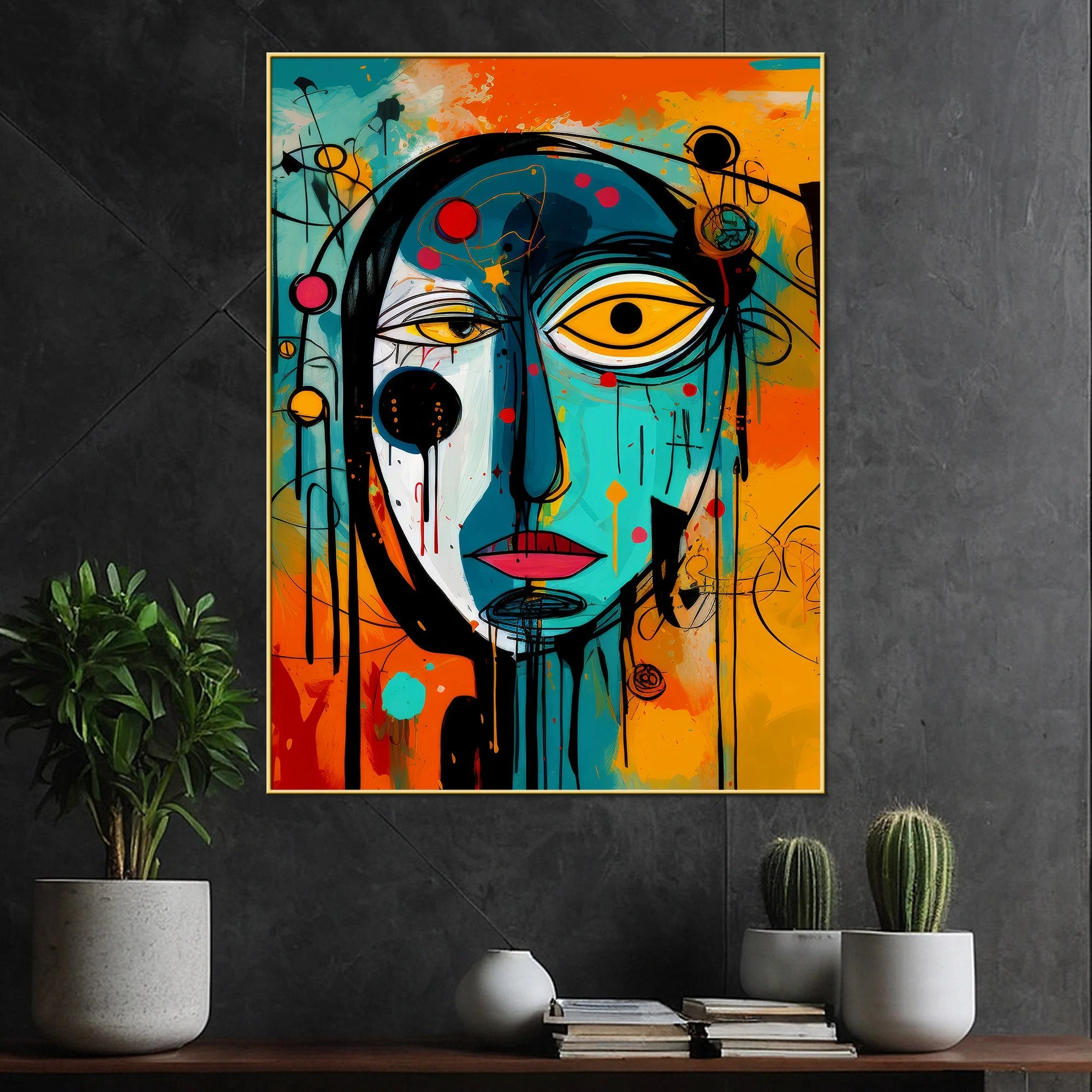 Vibrant Face Grn-Z Cotton Canvas Wall Painting - Image 2
