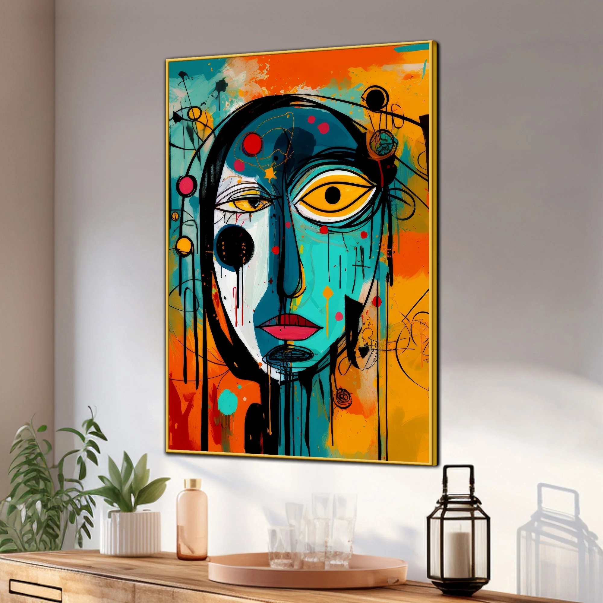 Vibrant Face Grn-Z Cotton Canvas Wall Painting - Image 3