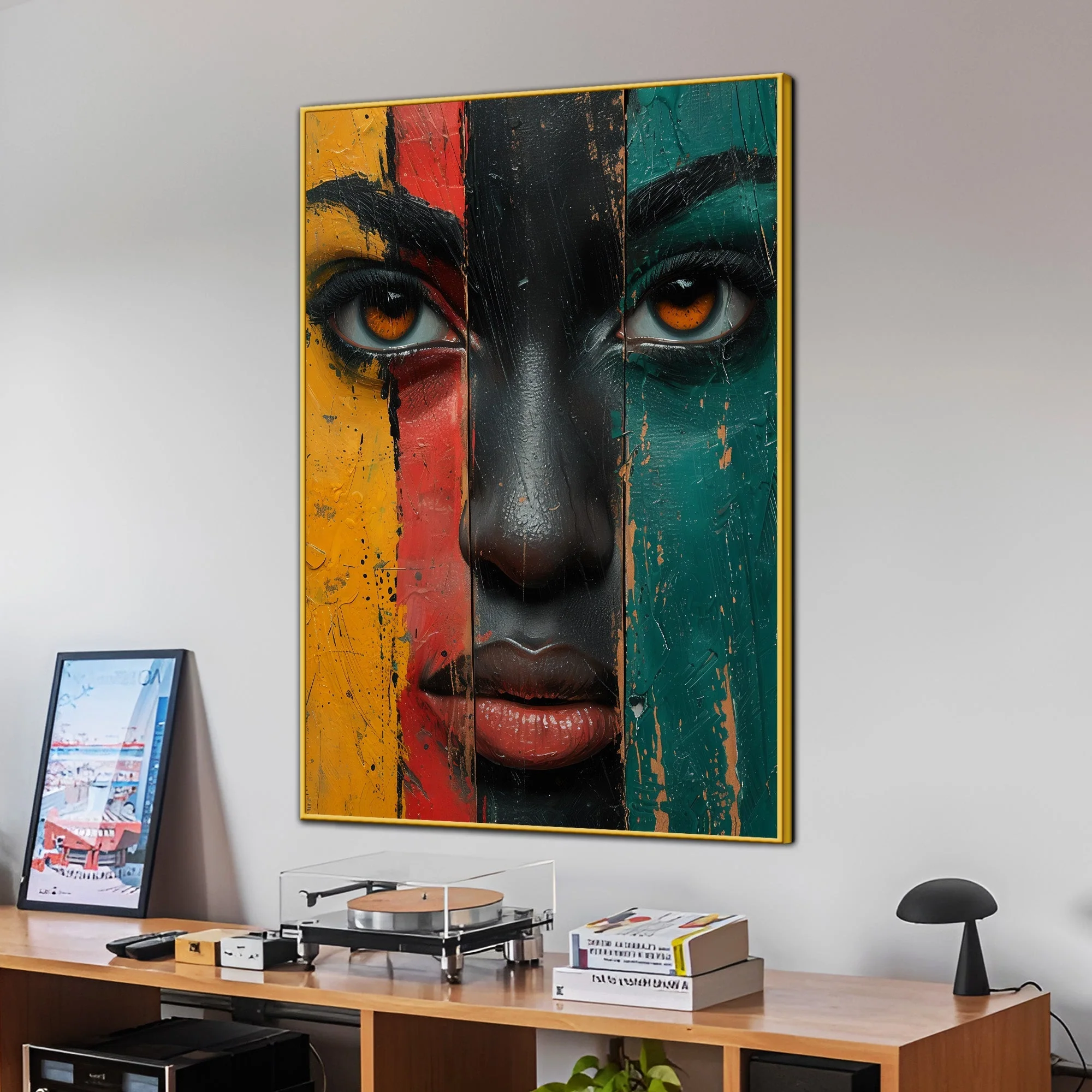 Vibrant Face Paint Art Cotton Canvas Wall Painting - Image 3