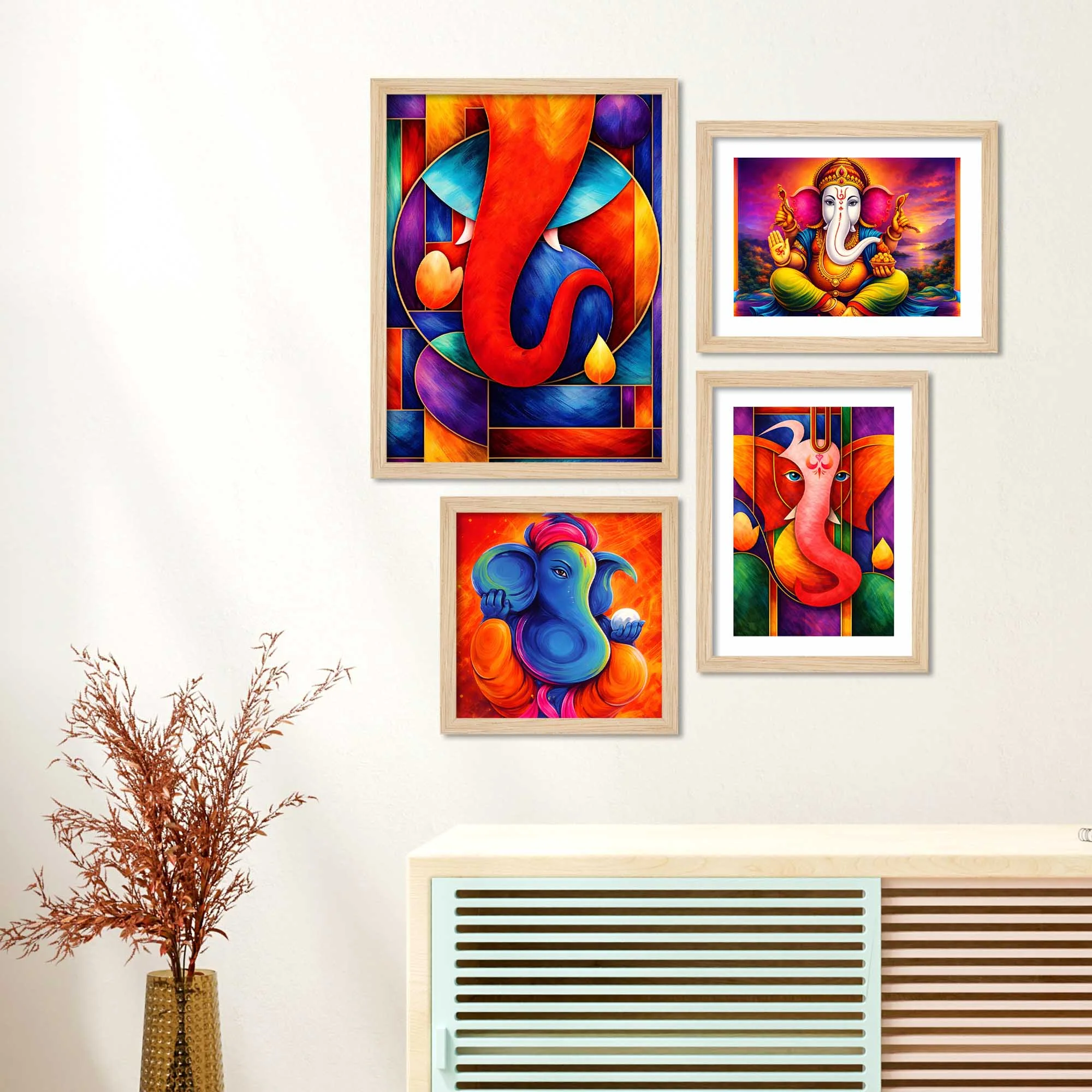 Vibrant Ganpati Modern Art Wall Frame Set of Four - Image 3