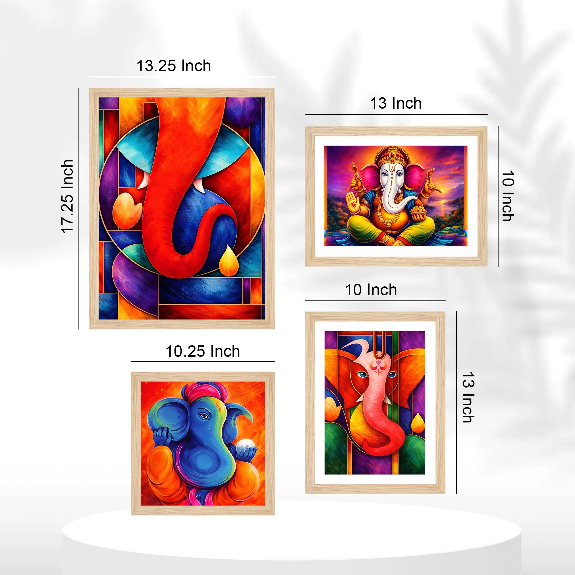 Vibrant Ganpati Modern Art Wall Frame Set of Four - Image 5
