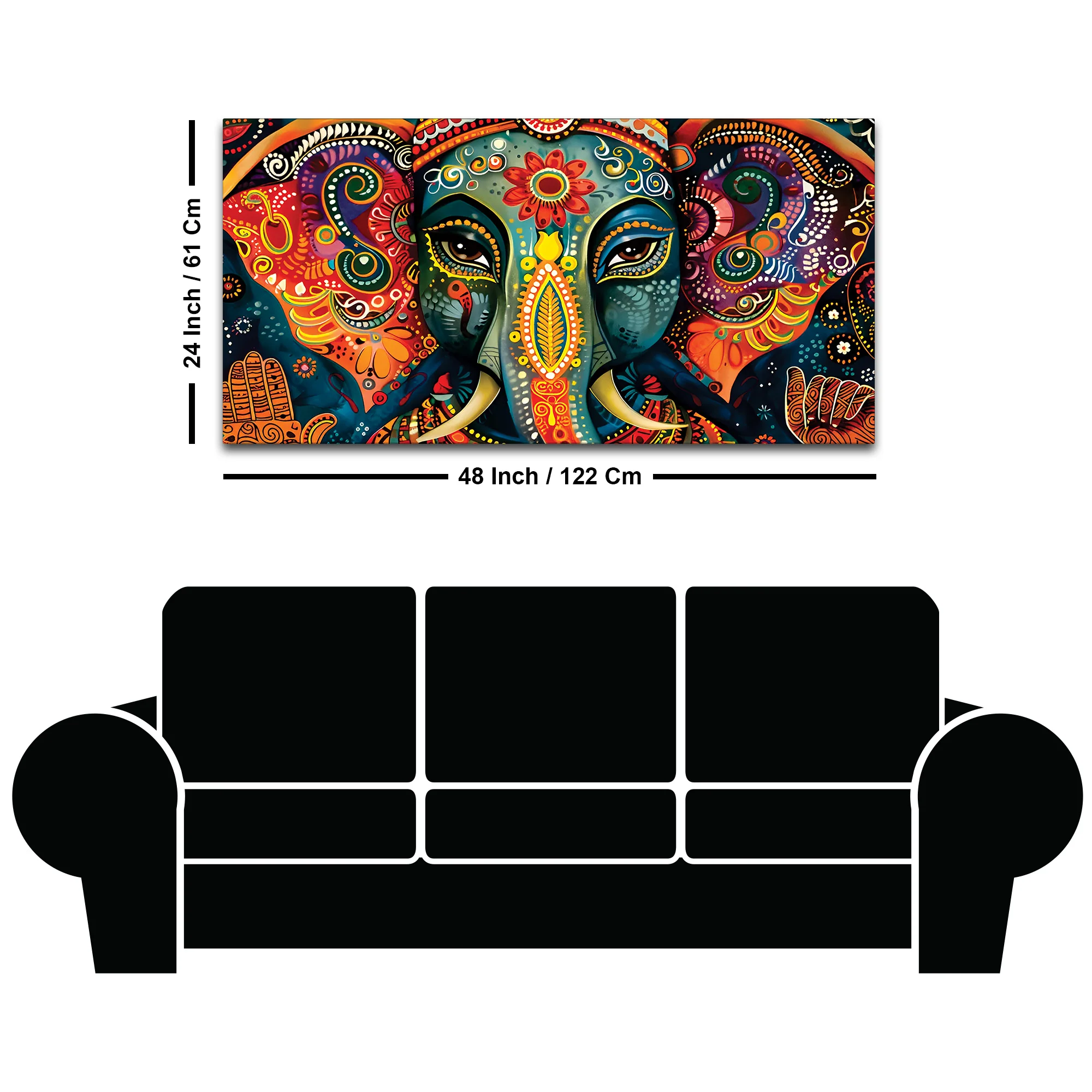 Vibrant Lord Ganesha Face Abstract Canvas Wall Painting for Home & Office – Modern Spiritual Wall Decor - Image 8