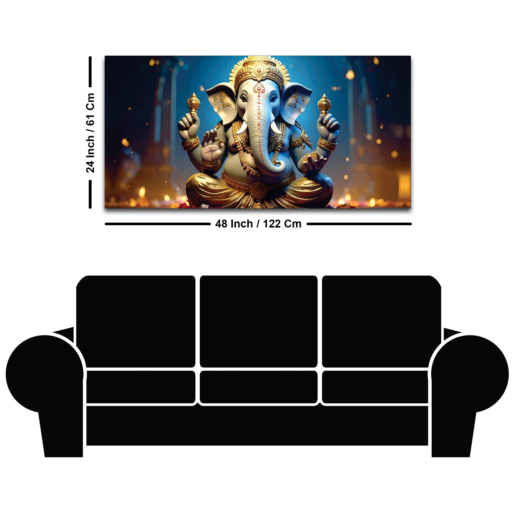 Vibrant Seated Lord Shri Ganesha Idol Canvas Wall Painting for Home & Office Decoration – Modern Spiritual Wall Art - Image 8