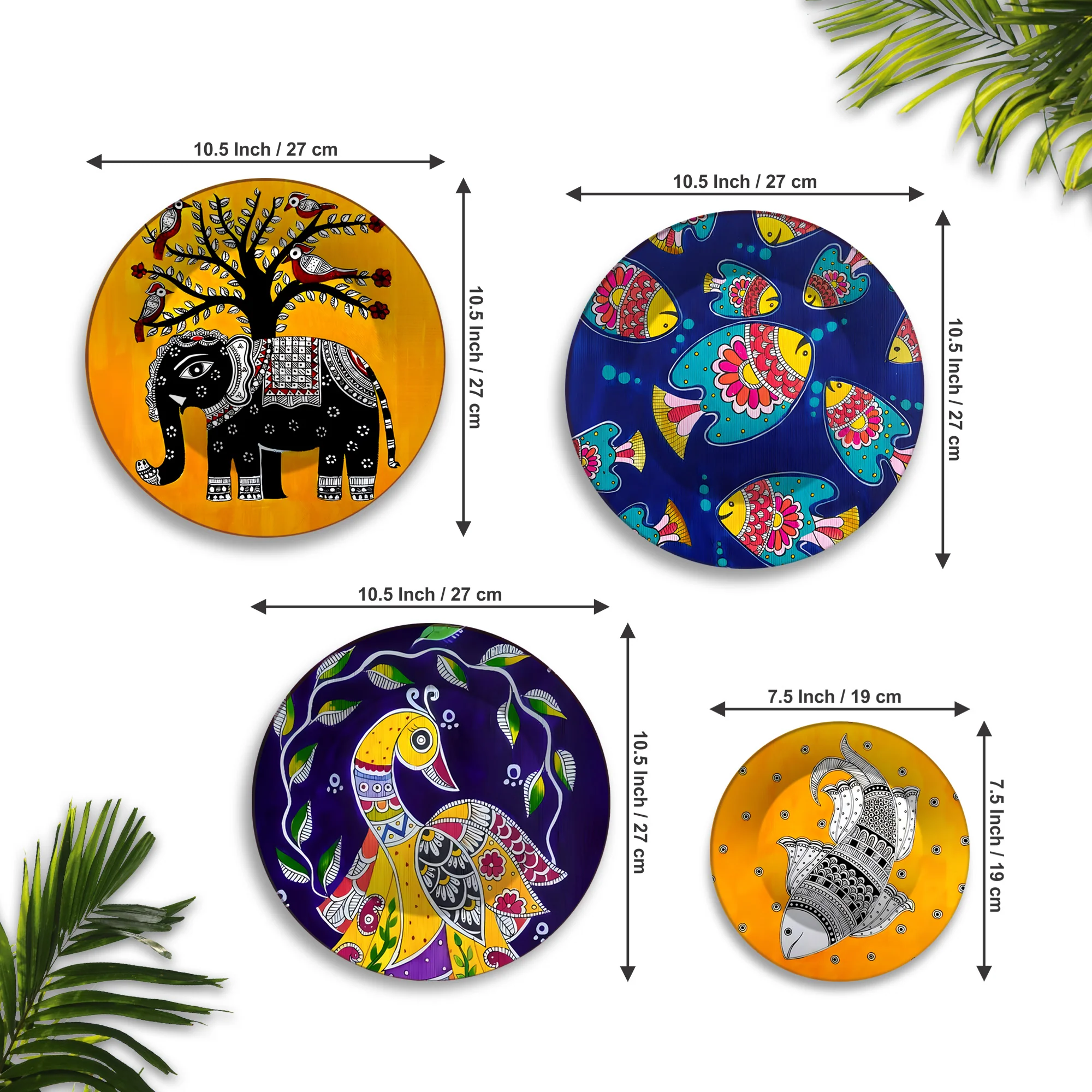 Vibrant Tribal Spirit Jungle Motifs Premium Wall Plates Painting Set of Four - Image 6