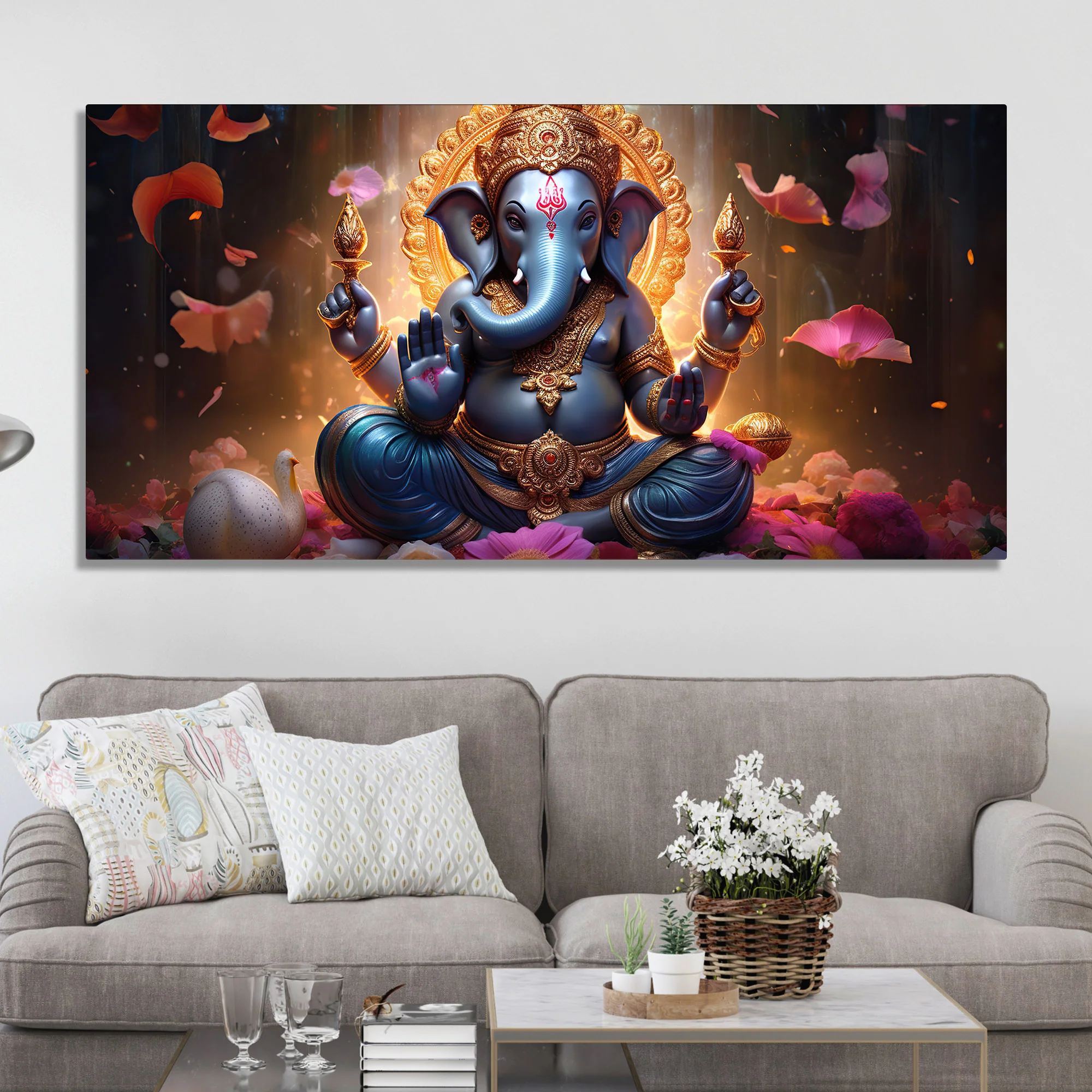 Vighnaharta Lord Ganpati Premium Canvas Wall Painting - Image 3