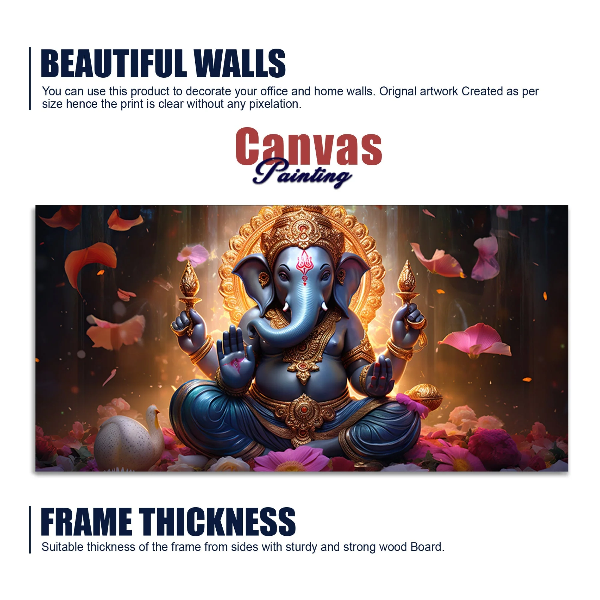 Vighnaharta Lord Ganpati Premium Canvas Wall Painting - Image 6