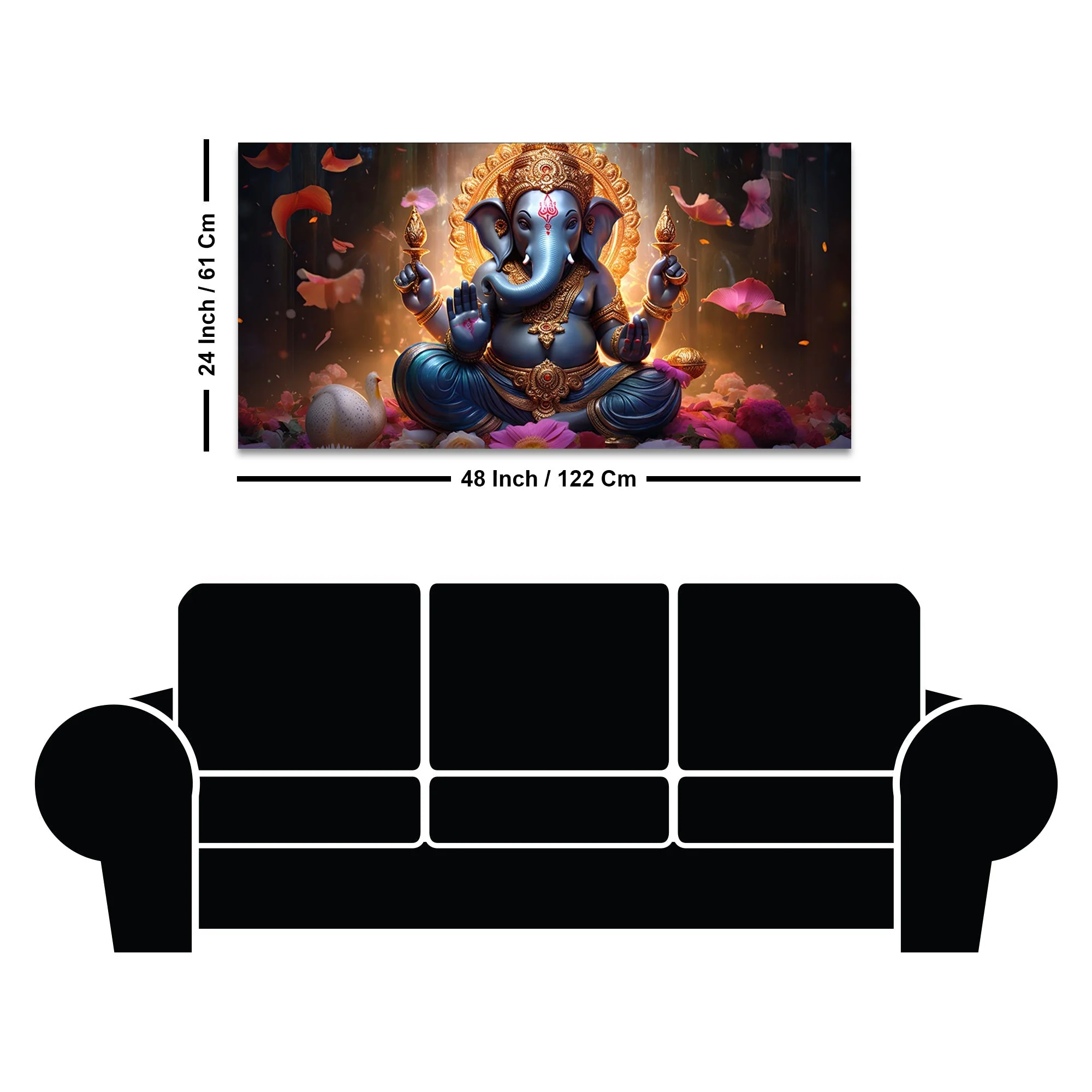 Vighnaharta Lord Ganpati Premium Canvas Wall Painting - Image 7