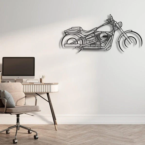 Vintage Chopper Bike Metal Wall Art for Rider Room