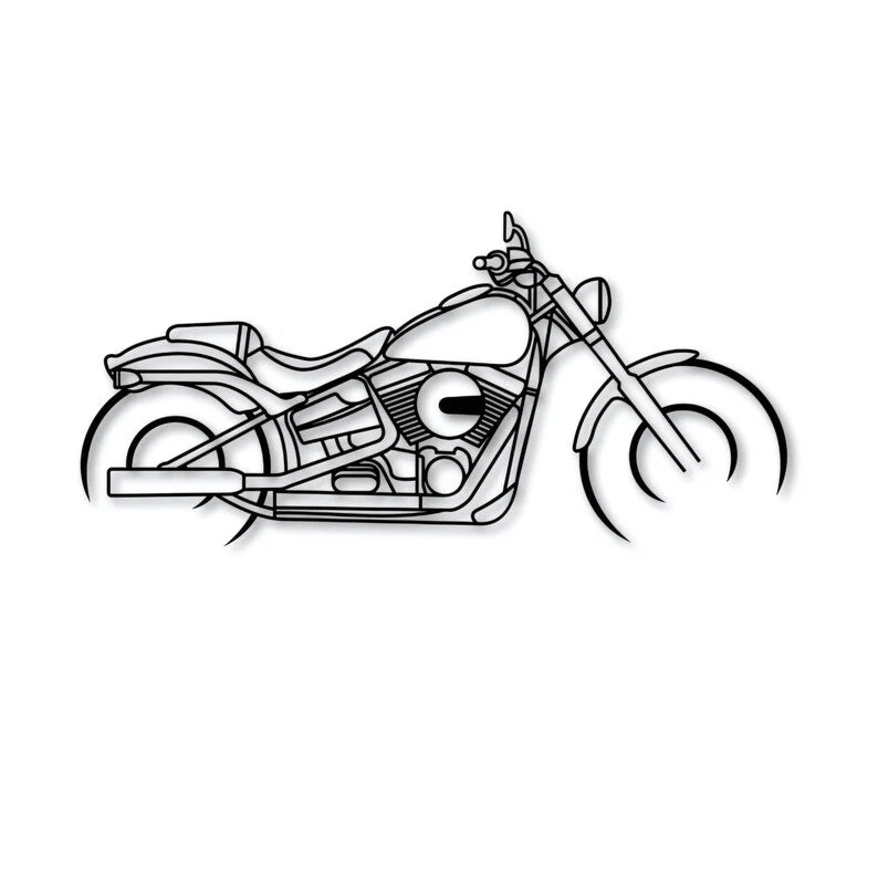 Vintage Chopper Bike Metal Wall Art for Rider Room - Image 3