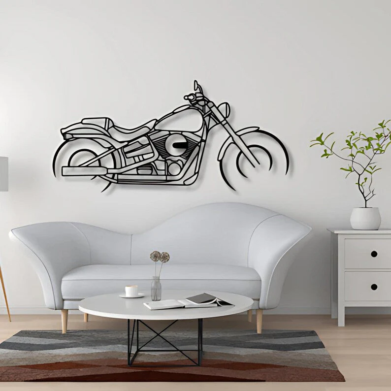 Vintage Chopper Bike Metal Wall Art for Rider Room - Image 4