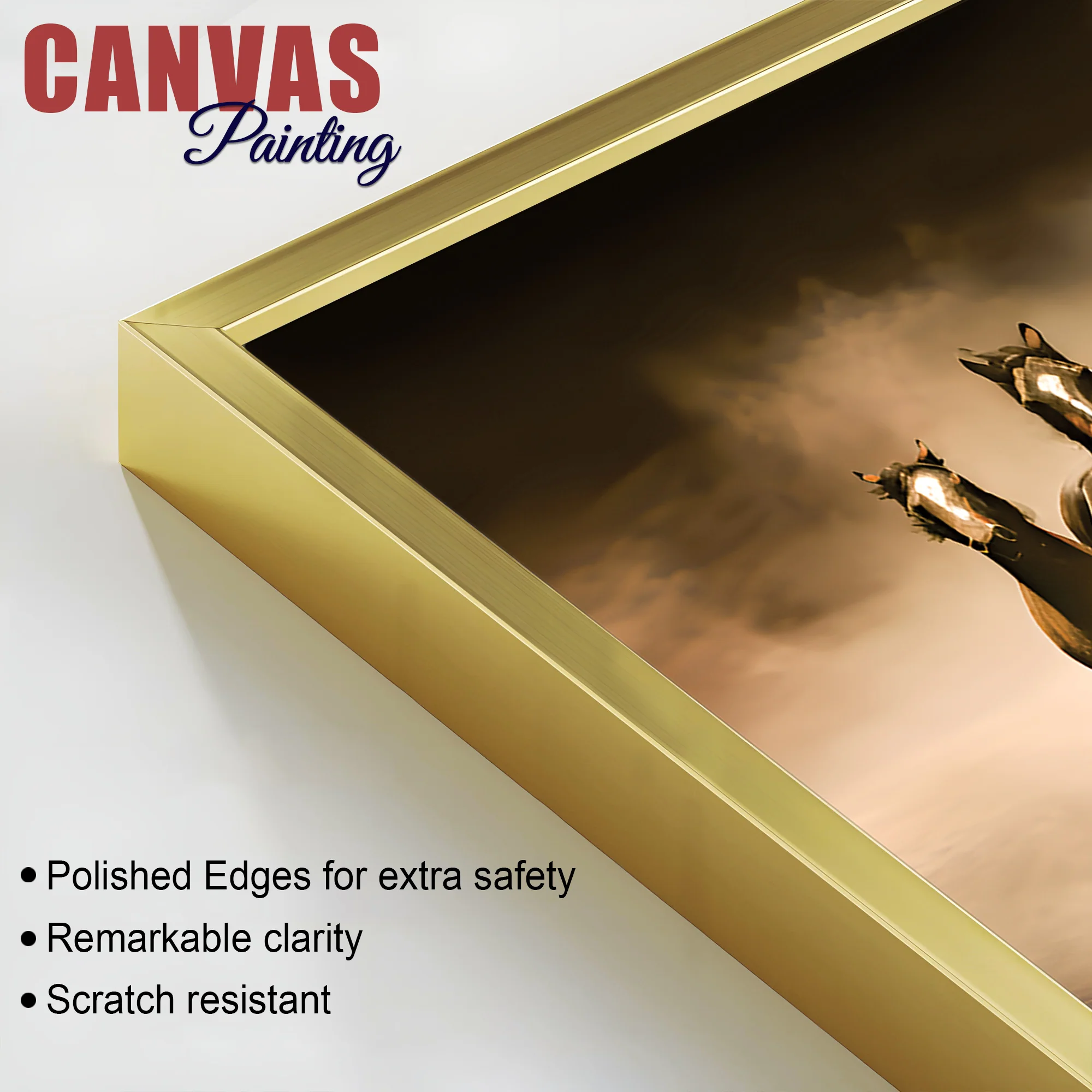 Vintage Scene of Seven Horses Canvas Wall Painting - Image 6