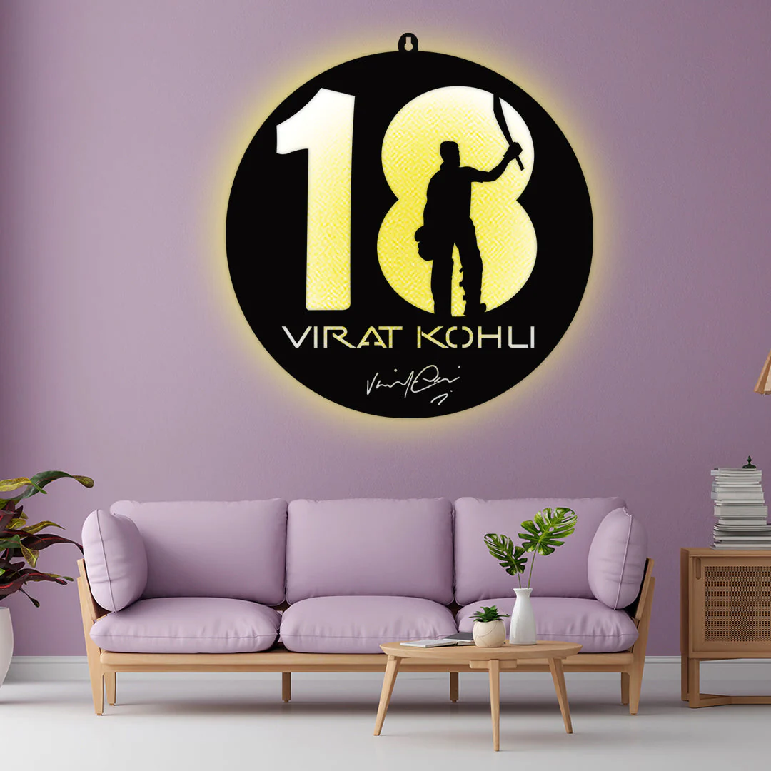 Virat Kohli 18 LED Wall Art Light for Cricket Fan Wall Decor - Image 4