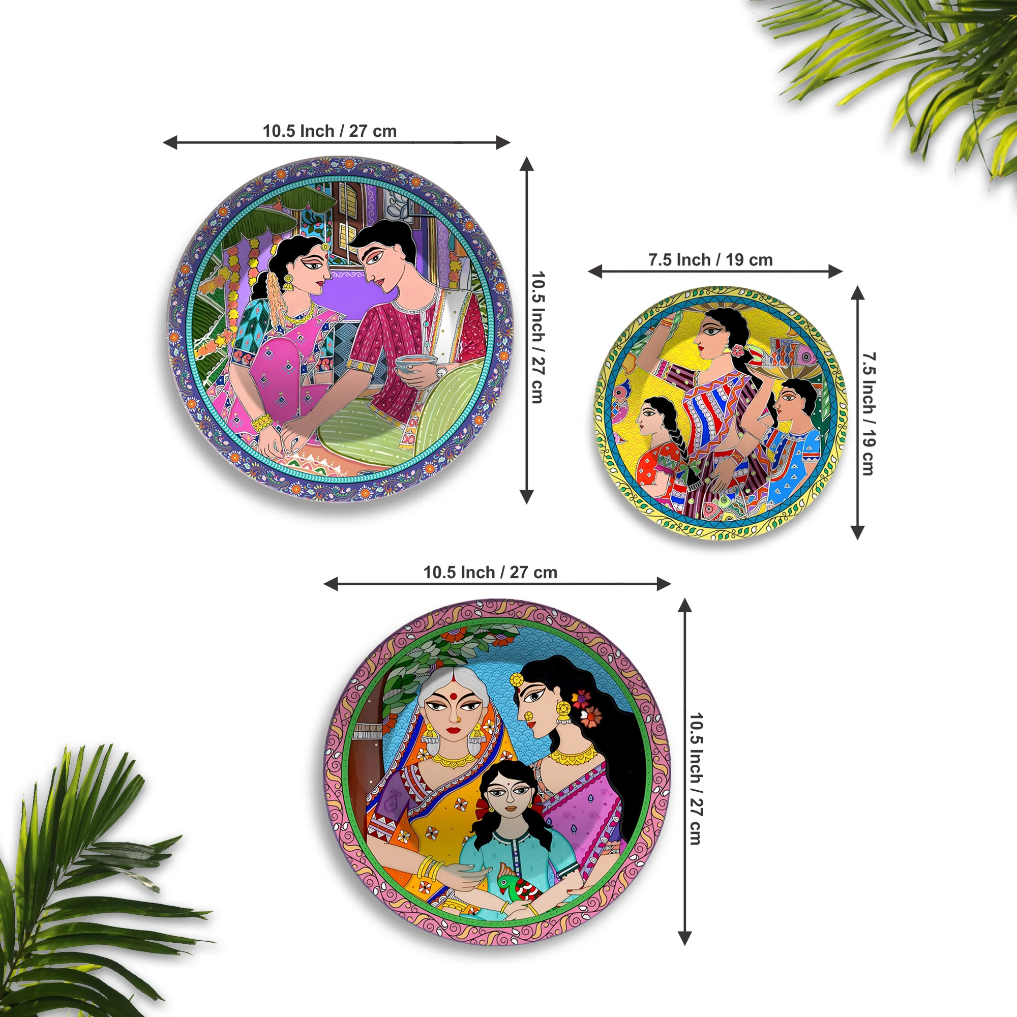 Voices of Tradition Folk Style Premium Wall Plates Painting Set of 3 - Image 6