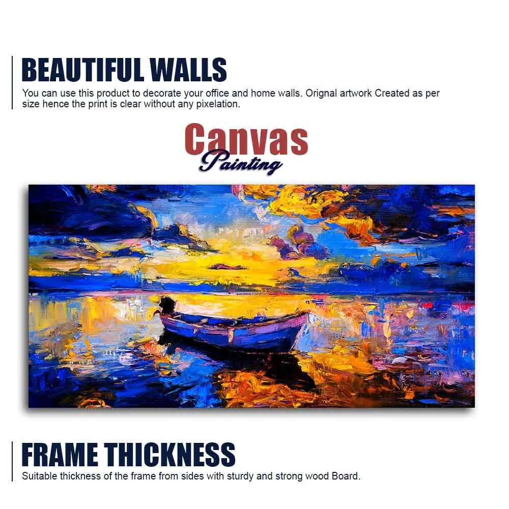 Wall Canvas Painting of Boat Sunset Over Ocean - Image 6