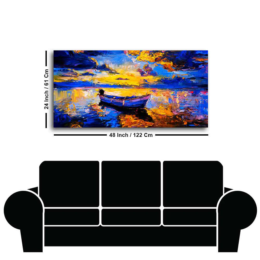 Wall Canvas Painting of Boat Sunset Over Ocean - Image 7