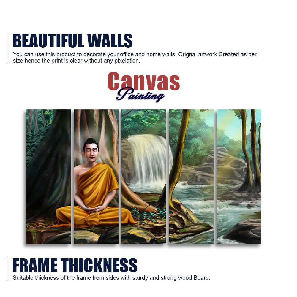 Wall Painting of Lord Buddha with Nature Background Set of Five - Image 5