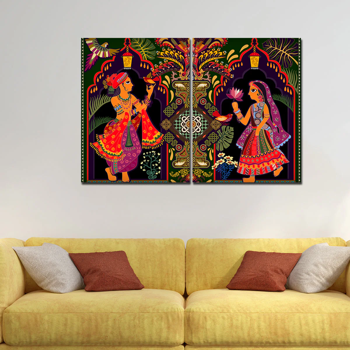 Wall Painting of Madhubani Art Set of 2 - Image 3