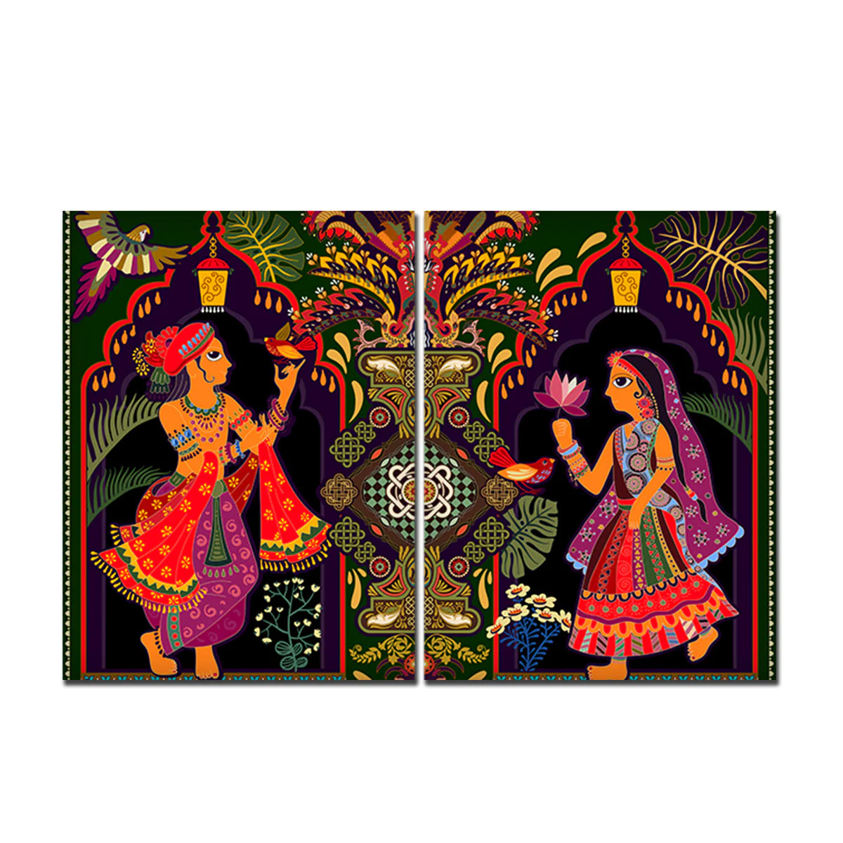 Wall Painting of Madhubani Art Set of 2 - Image 4
