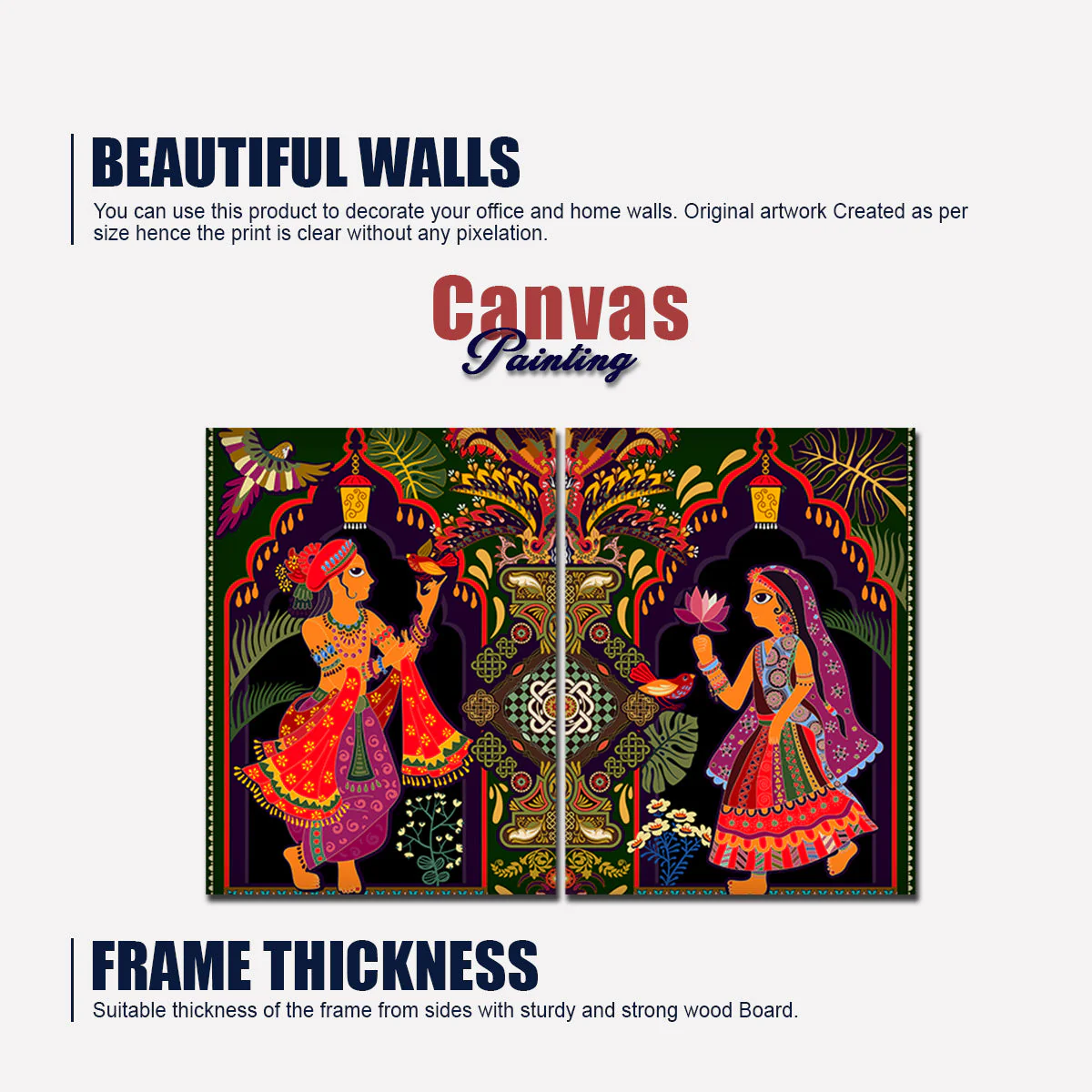 Wall Painting of Madhubani Art Set of 2 - Image 5