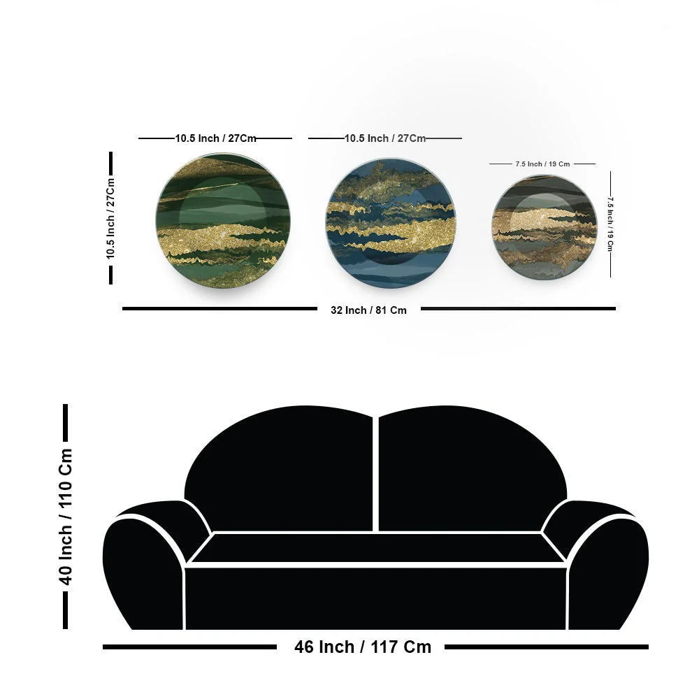 Wall Plates Painting of Beautiful Golden Landscape Set of Three - Image 6