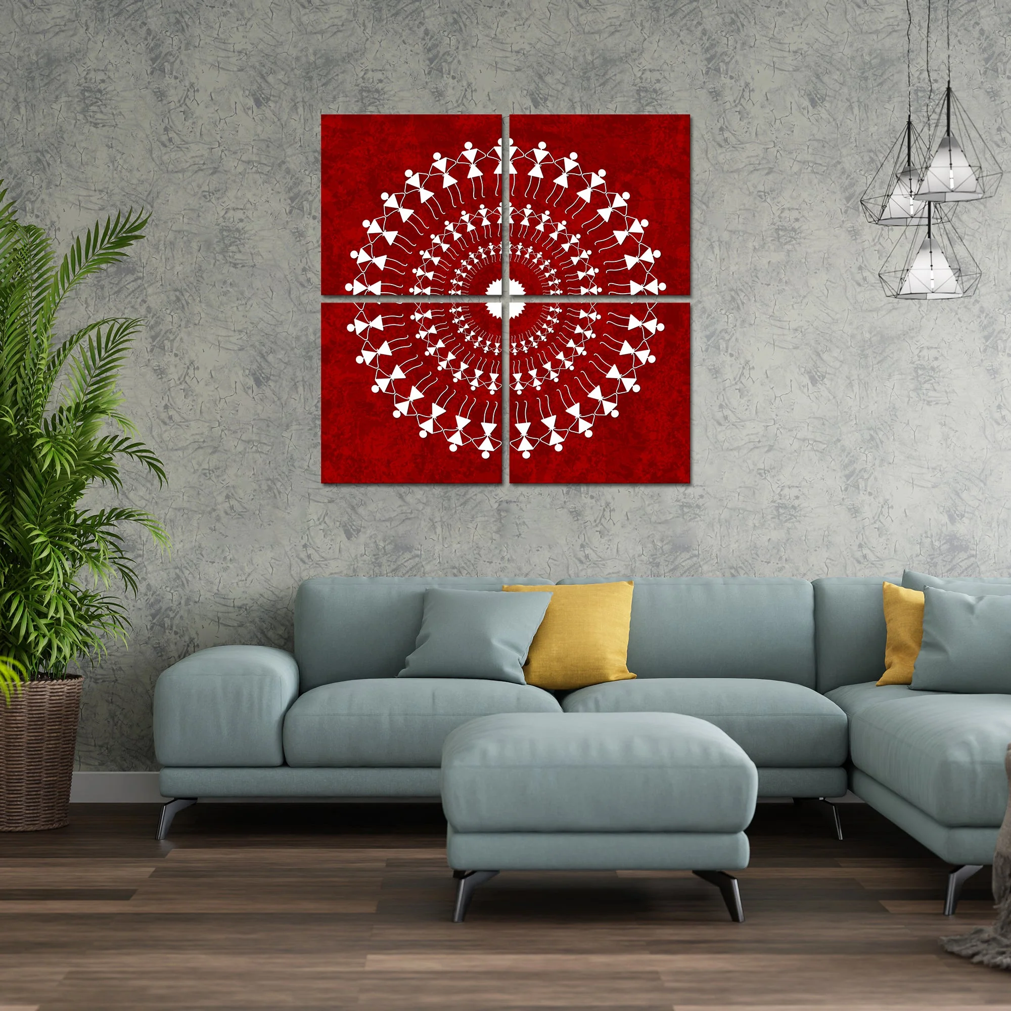 Warli Art Painting Wall Hanging, Set of 4 - Image 3