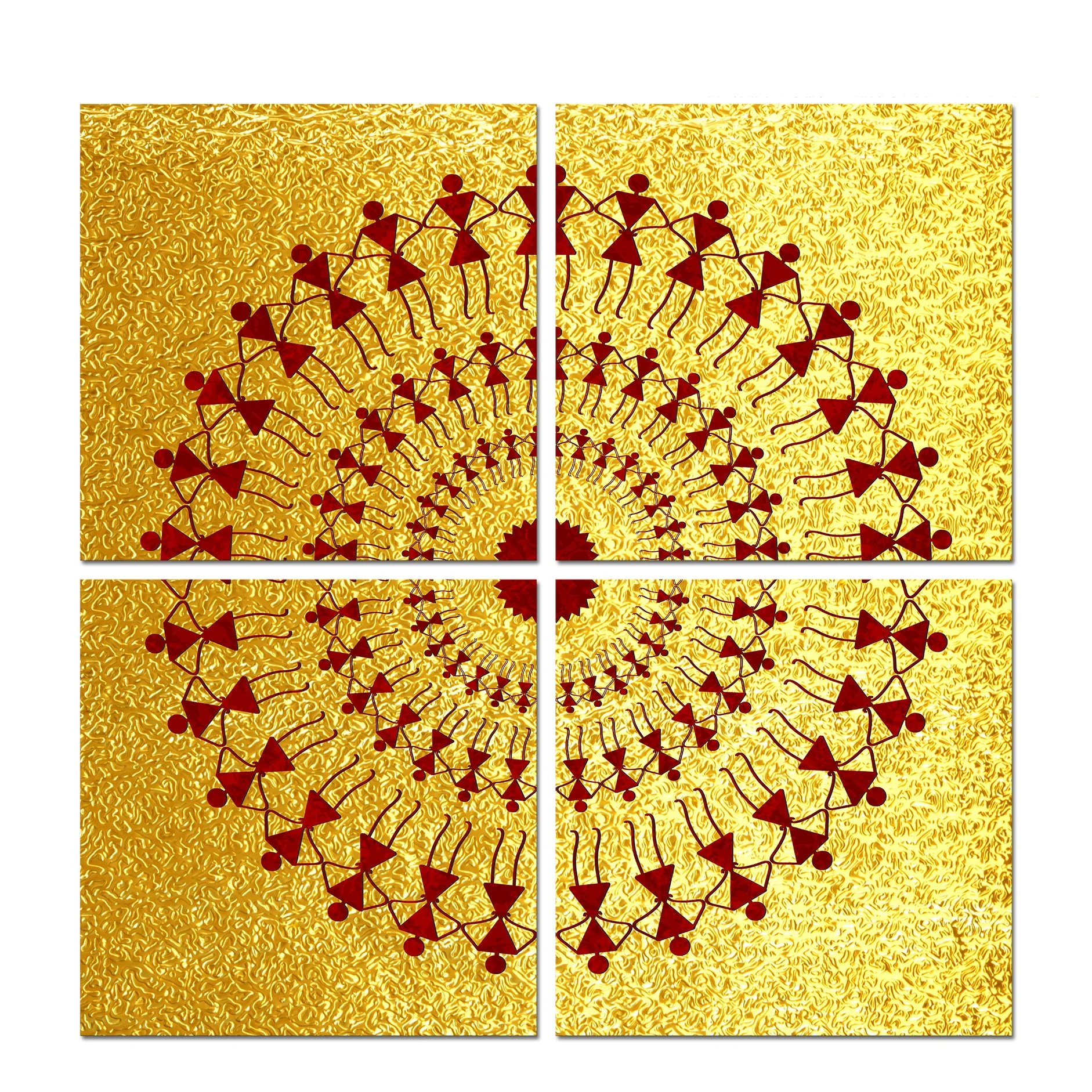 Warli Art Wall Hanging Painting, Set of 4 - Image 5