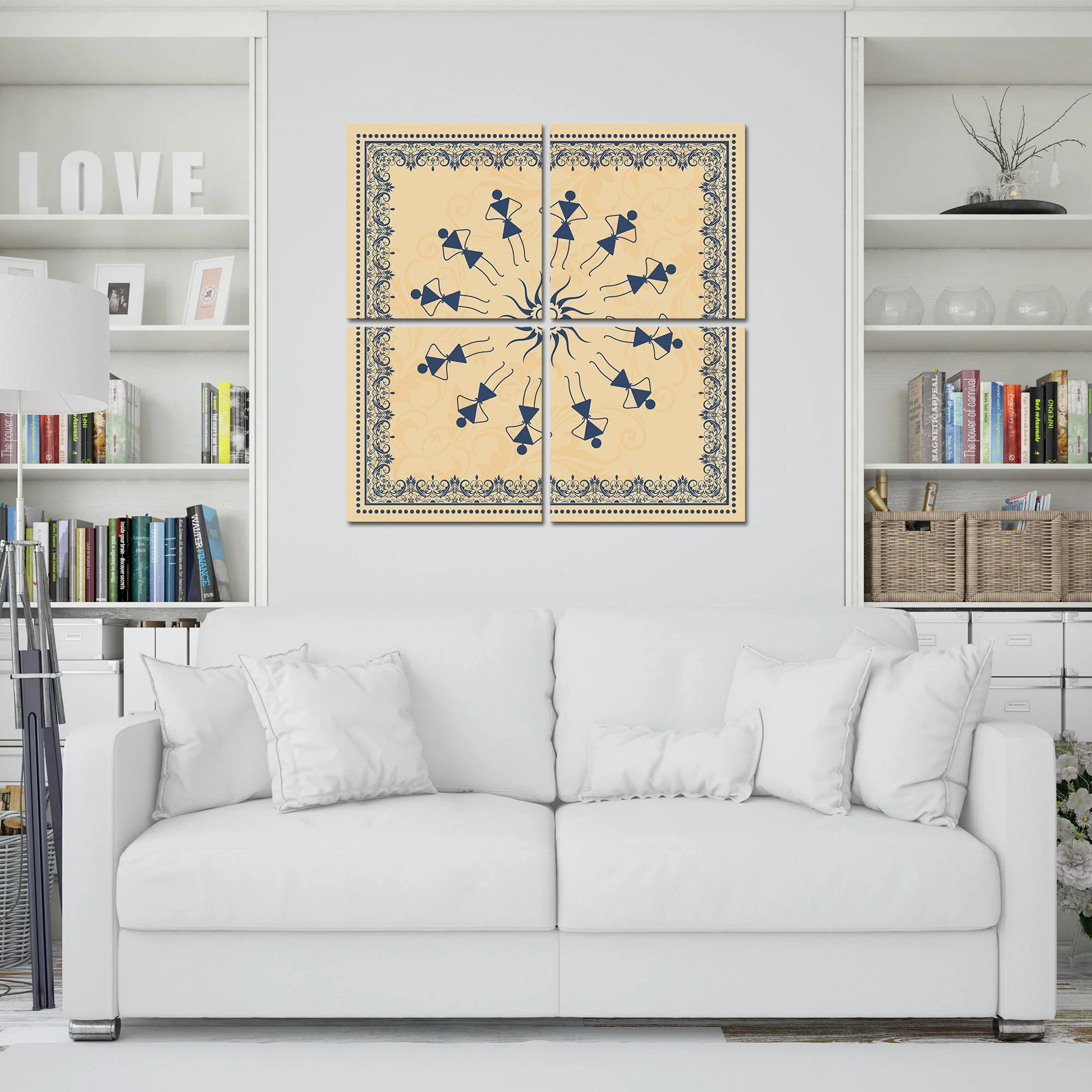 Warli Art Wall Hanging Painting, Set of 4 Pieces - Image 2