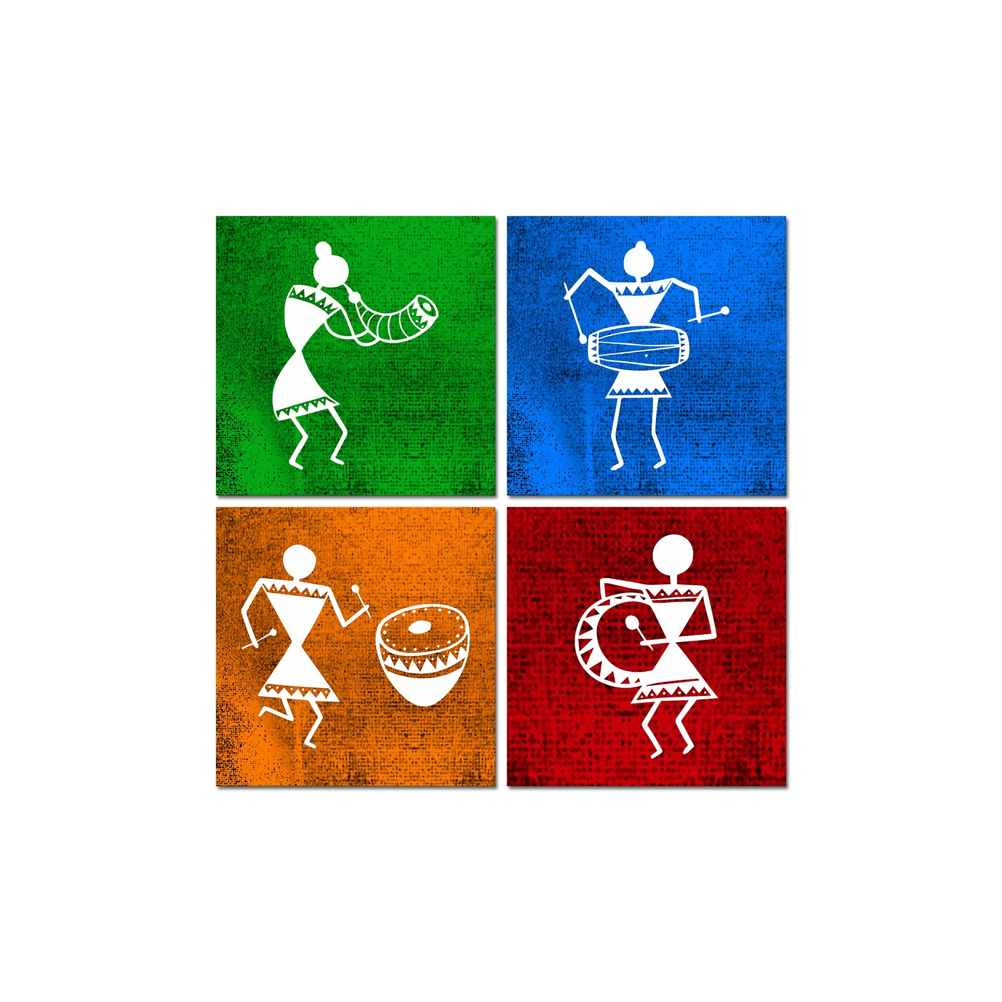 Warli Art Wall Hanging Painting, Set of Four Panels - Image 4