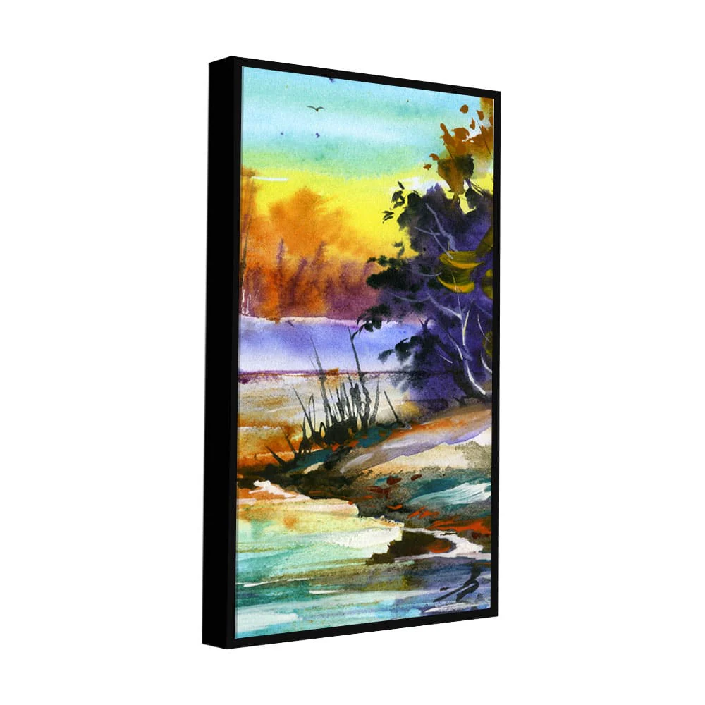 Water Color Landscape of Beautiful Scenery Trees Canvas Wall Painting - Image 5
