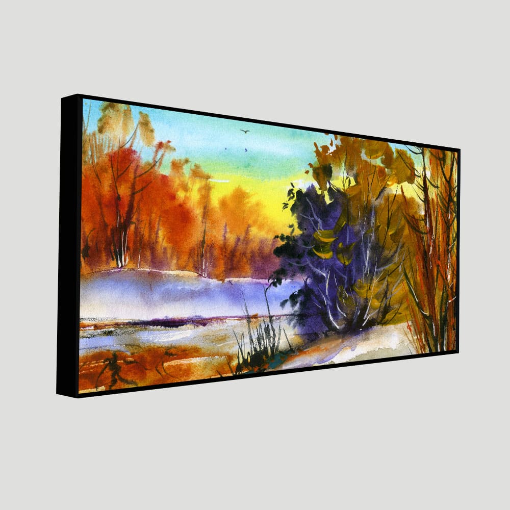 Water Color Landscape of Beautiful Trees Canvas Wall Painting - Image 5